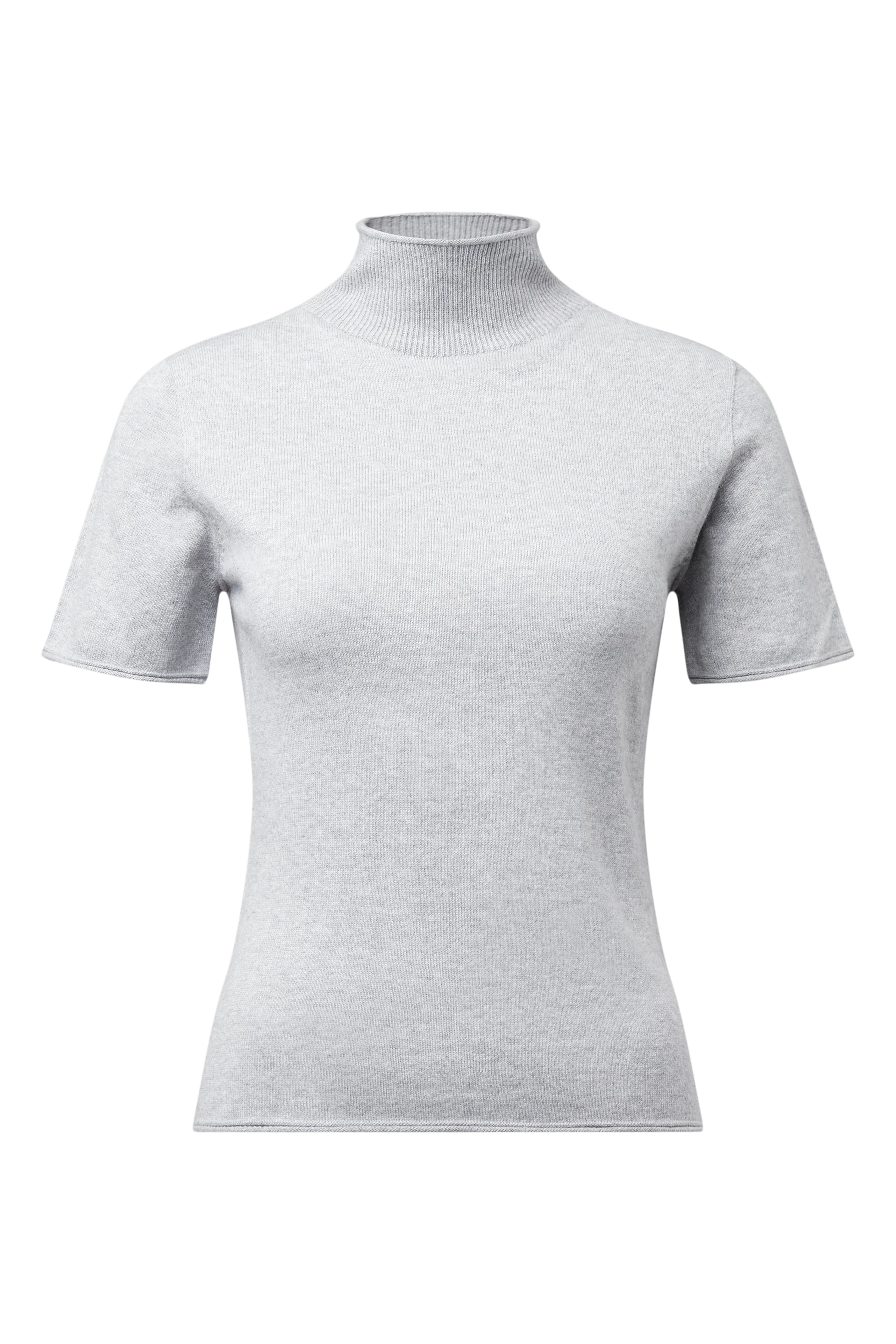 FINIA_2 - Knitted cotton-cashmere blend T-shirt - women - grey - Freisteller Frontansicht