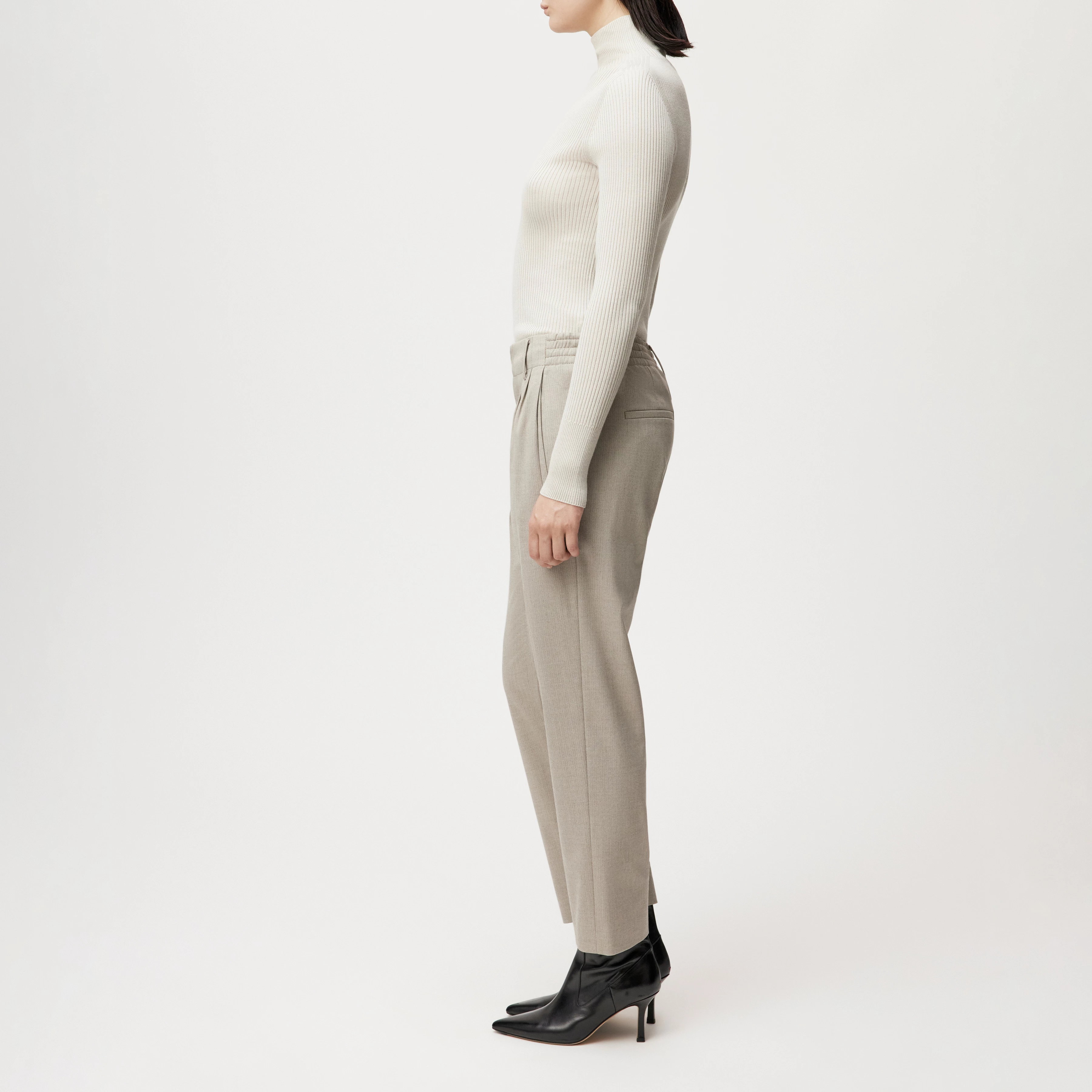 DISPATCH_0 - Pleated trousers in viscose blend - women - beige - Seitenansicht