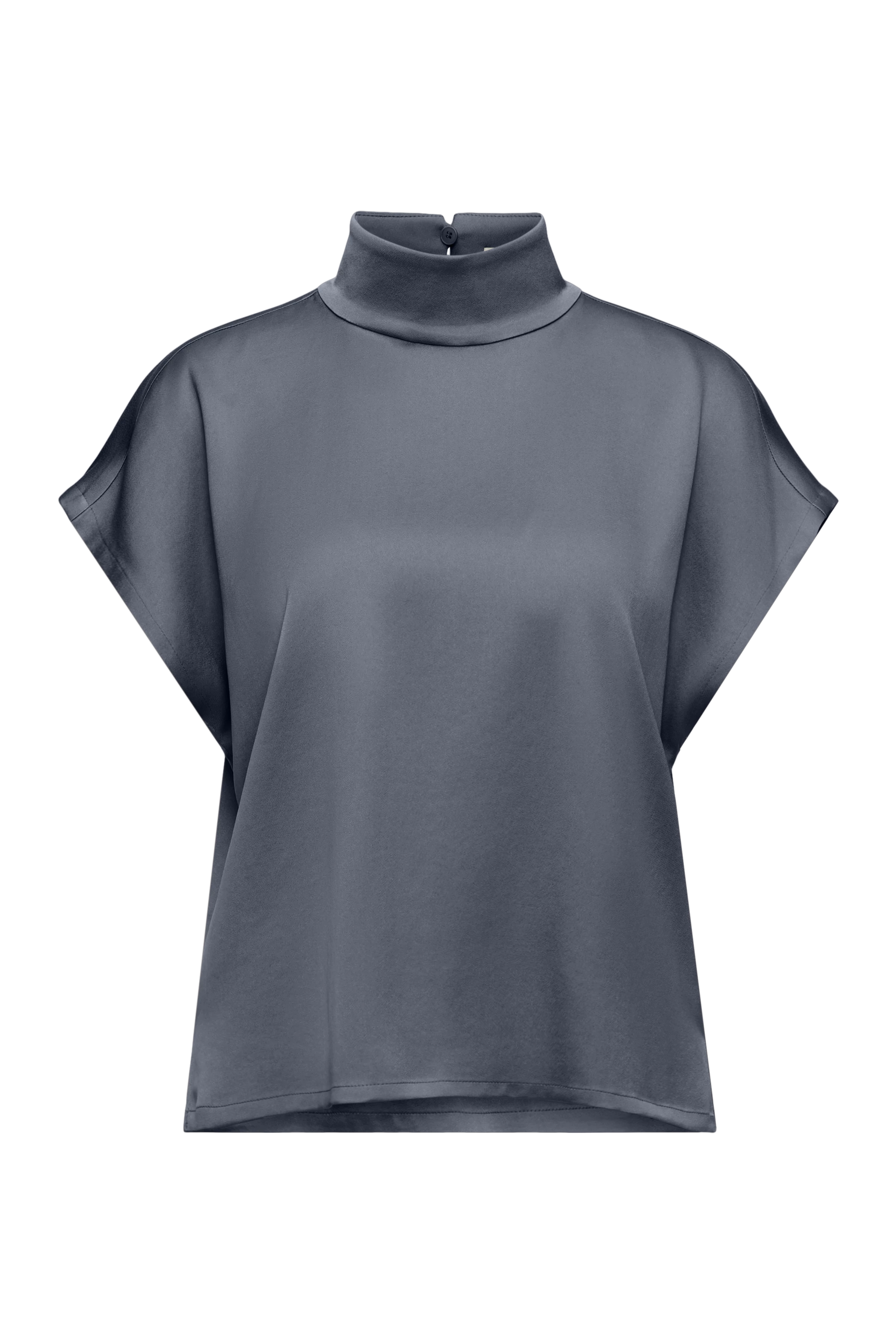 ALARIA_1 - Shirt blouse with stand-up collar in satin - women - grey - Freisteller Frontansicht