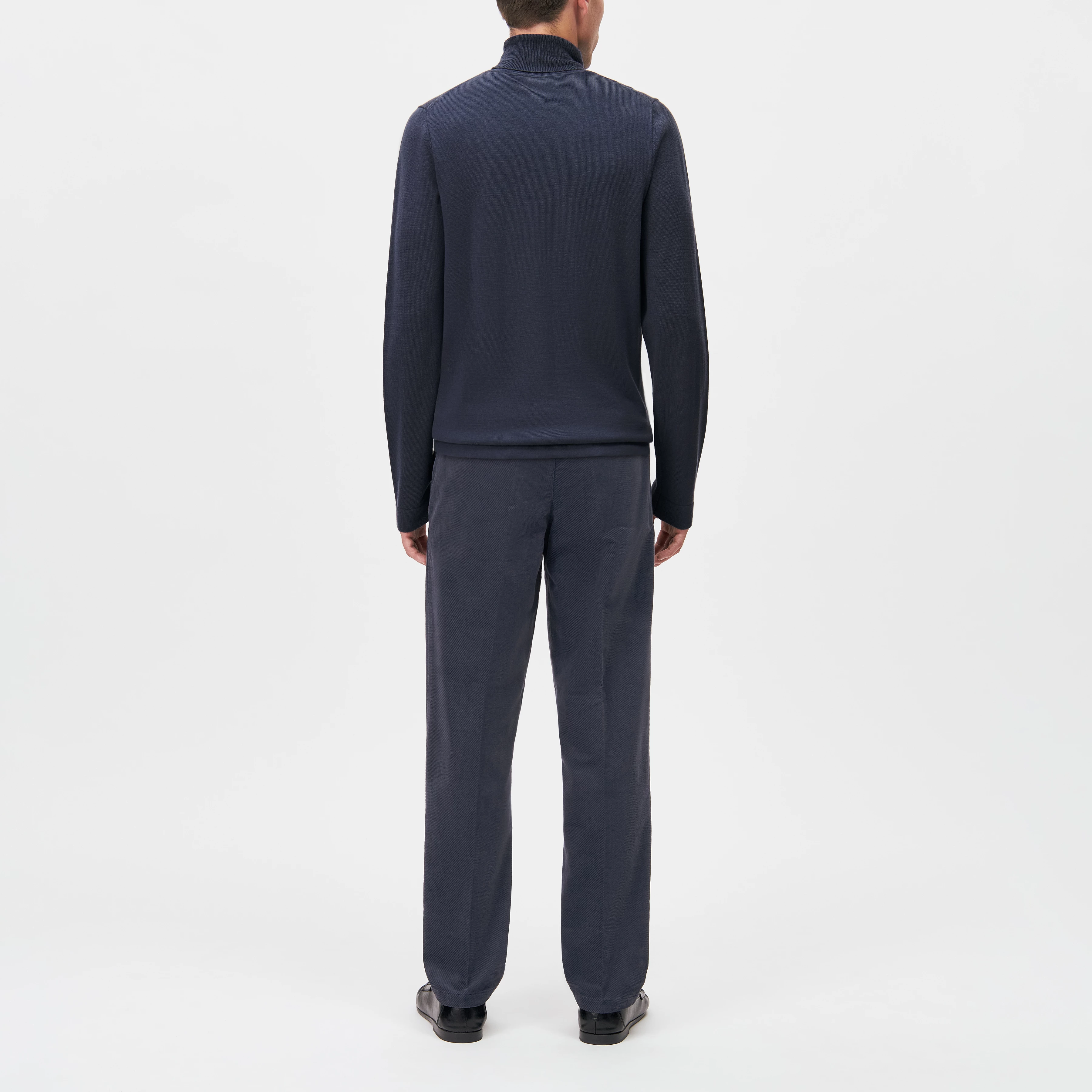 JOEY - Turtleneck jumper in 100% merino wool - men - blue - Rückansicht
