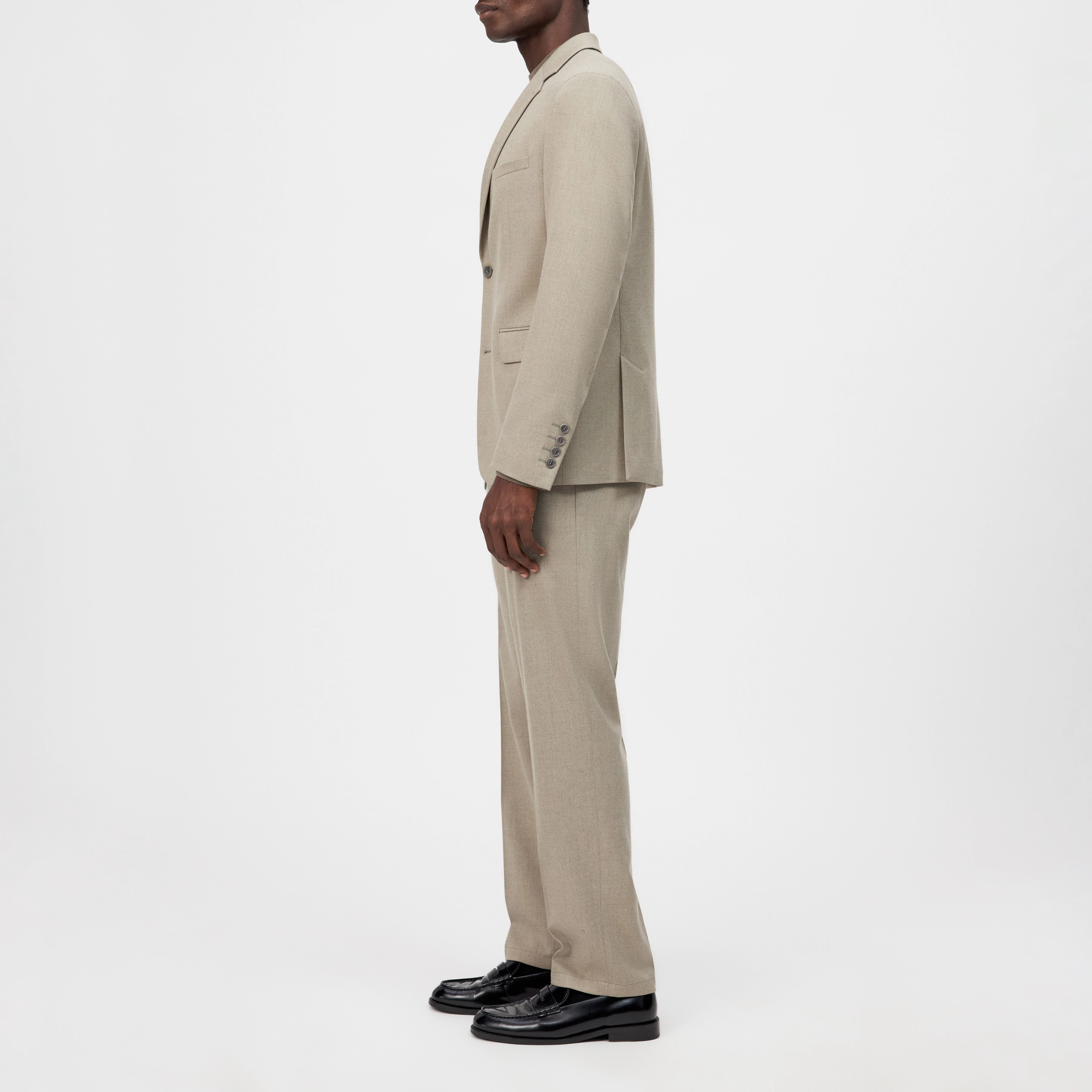 YAMES - Single-breasted jacket in soft flannel - men - beige - Seitenansicht