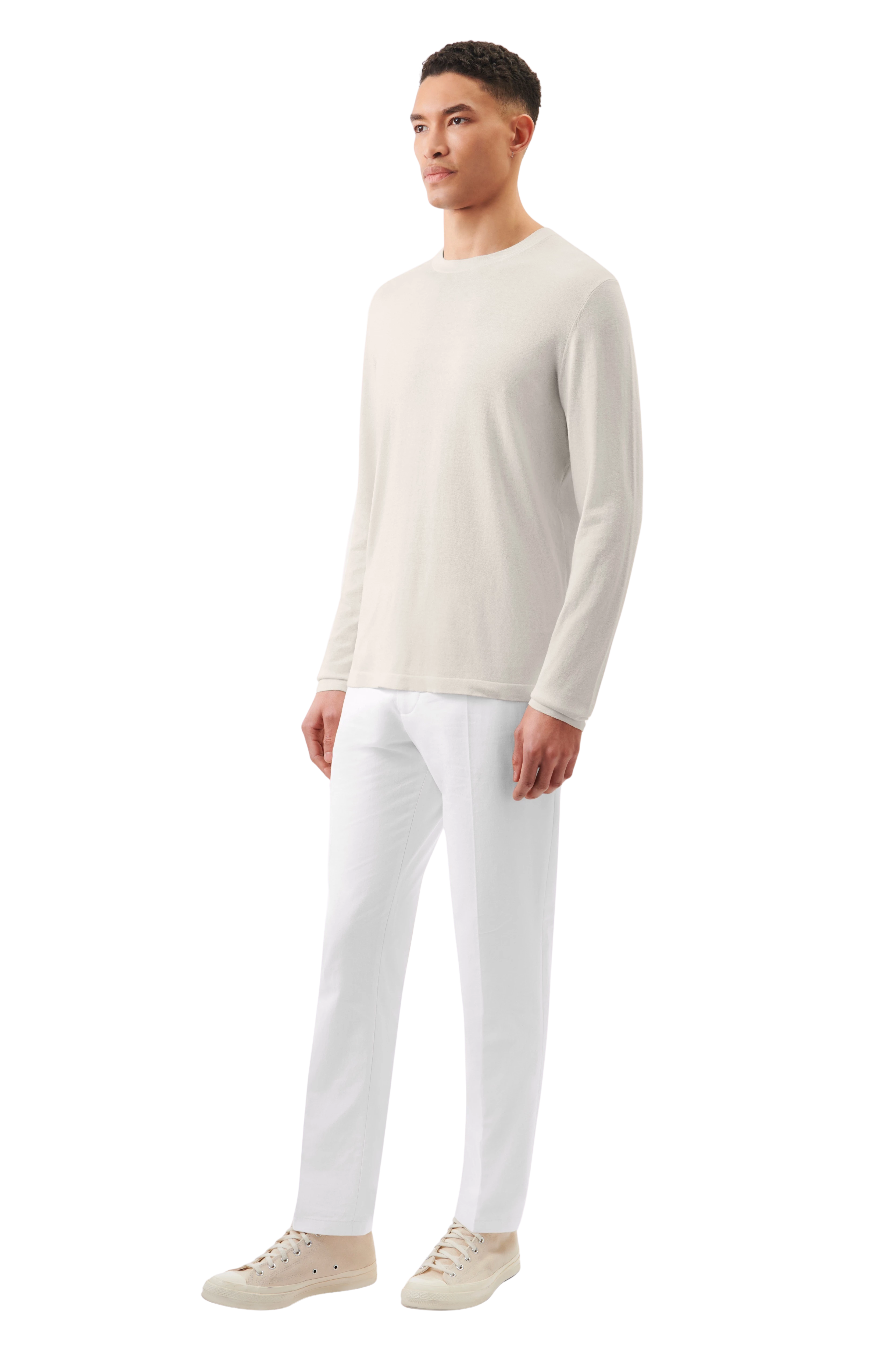 IRMINO - Longsleeve in silk-cotton mix - men - beige - Freisteller Platzhalter
