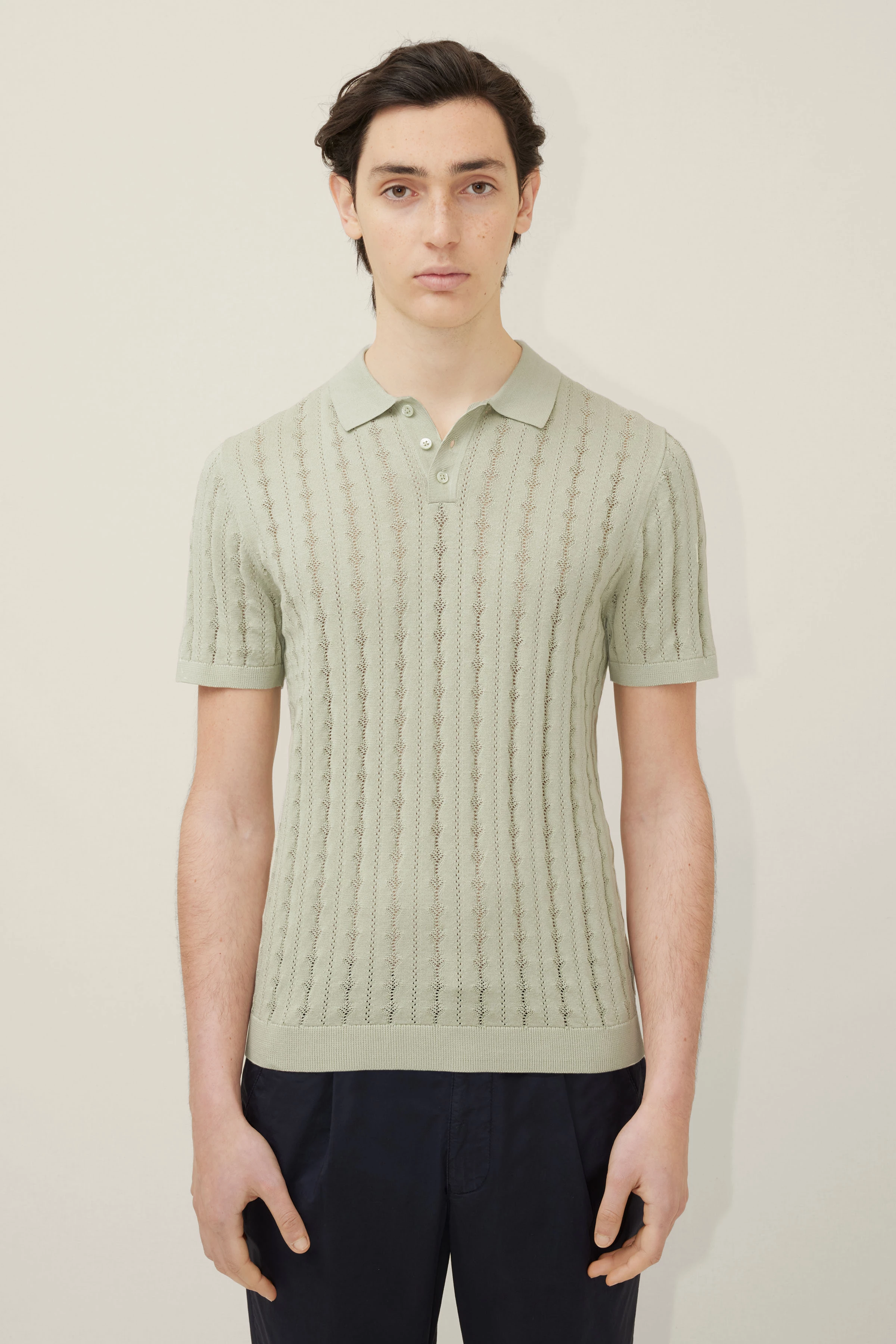 TRITON - Strickpolo aus hochwertiger Baumwolle - Herren - grün - Frontansicht