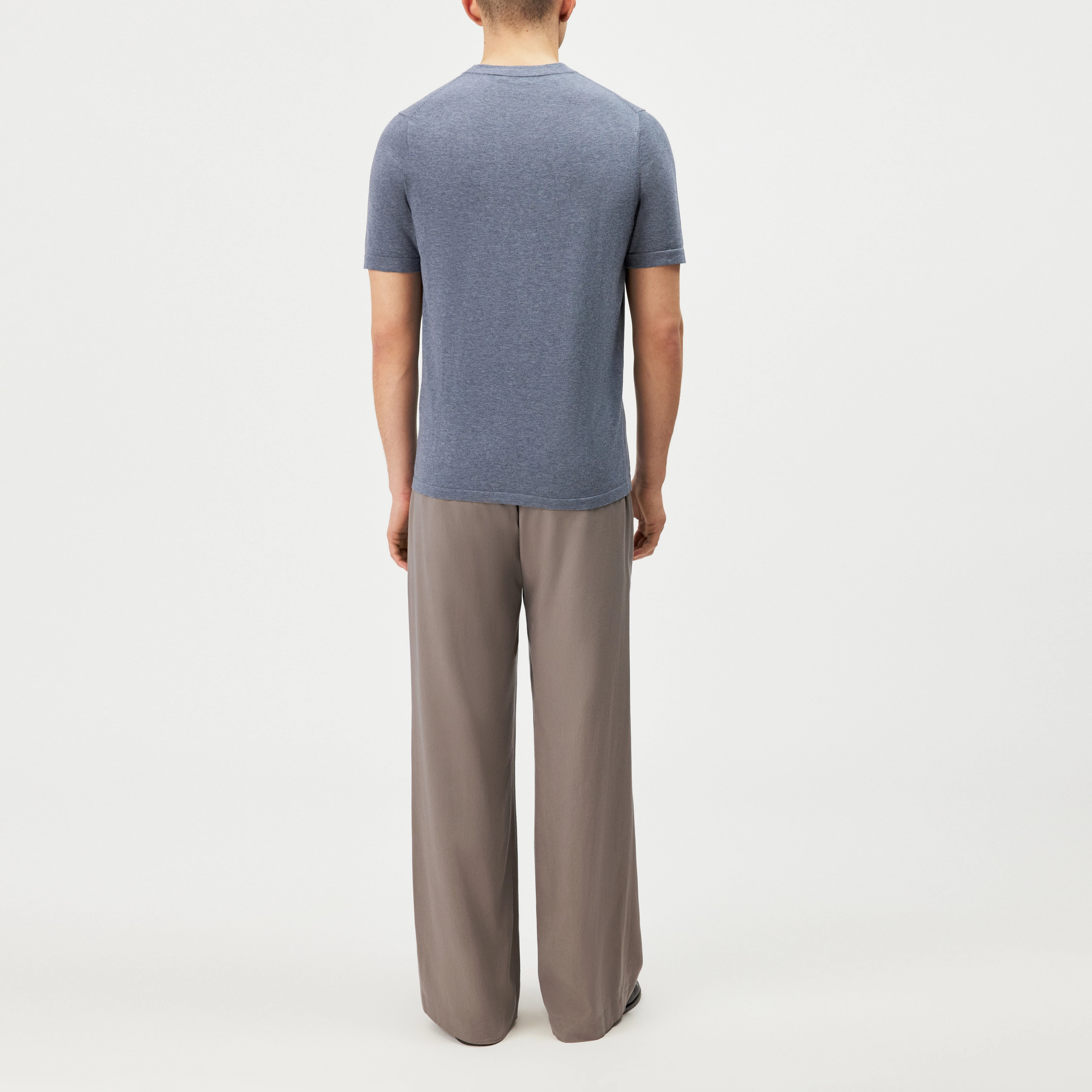 VALENTIN - T-shirt in mercerised cotton - men - blue - Rückansicht