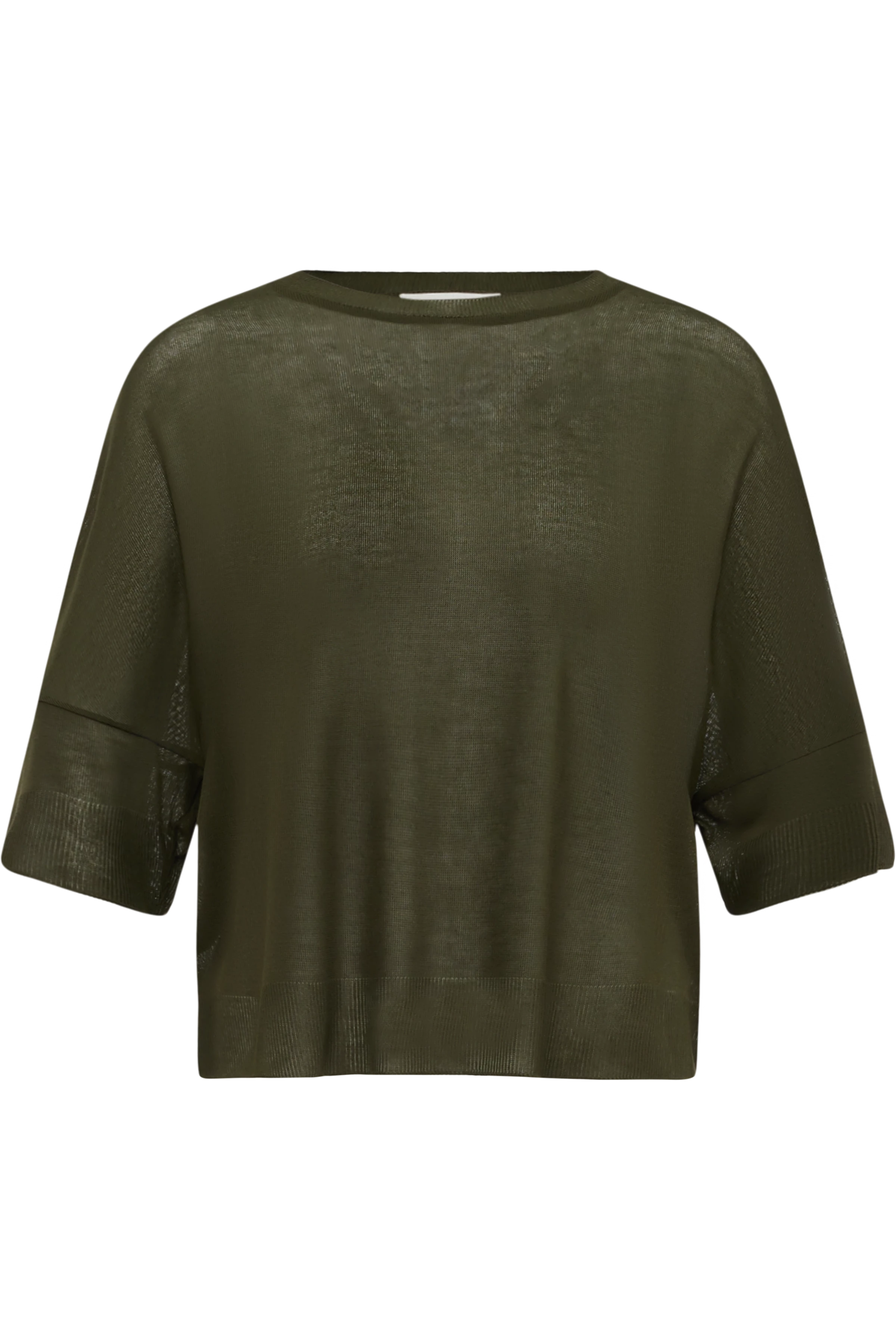 KUSIA - Verkürztes T-Shirt in transparentem Lyocell - Damen - grün - Freisteller Frontansicht