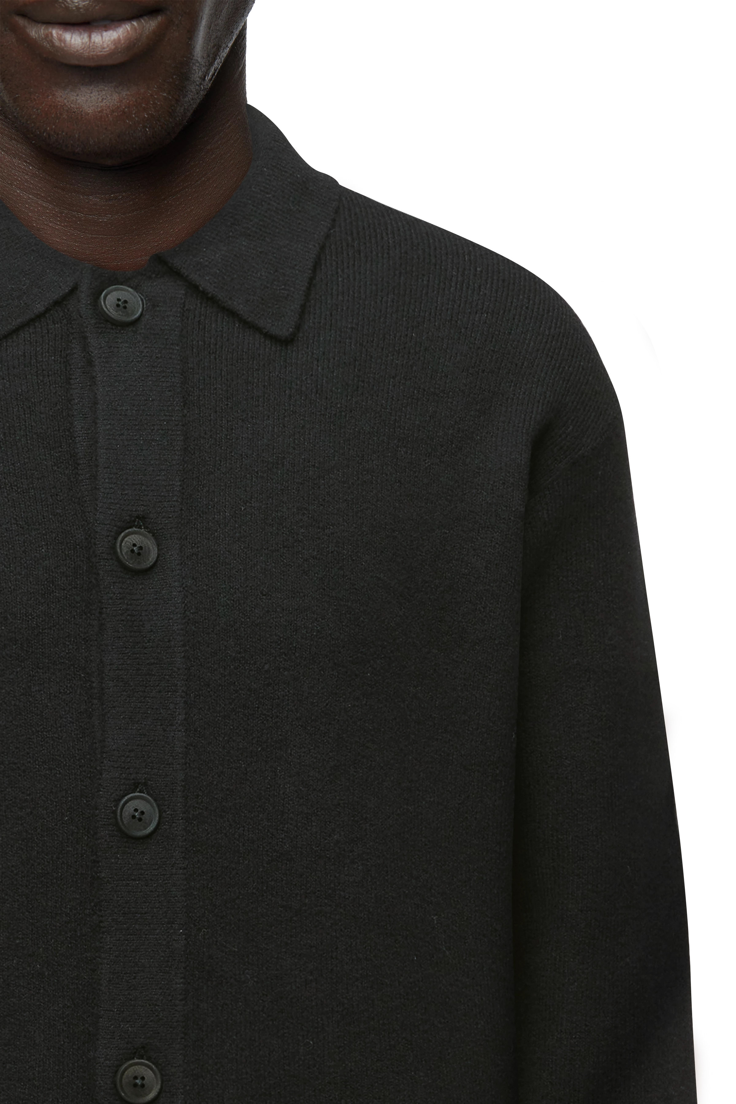 EMILIANO - Knitted polo shirt in cotton-wool blend - men - Natural Aluminium - Seitenansicht