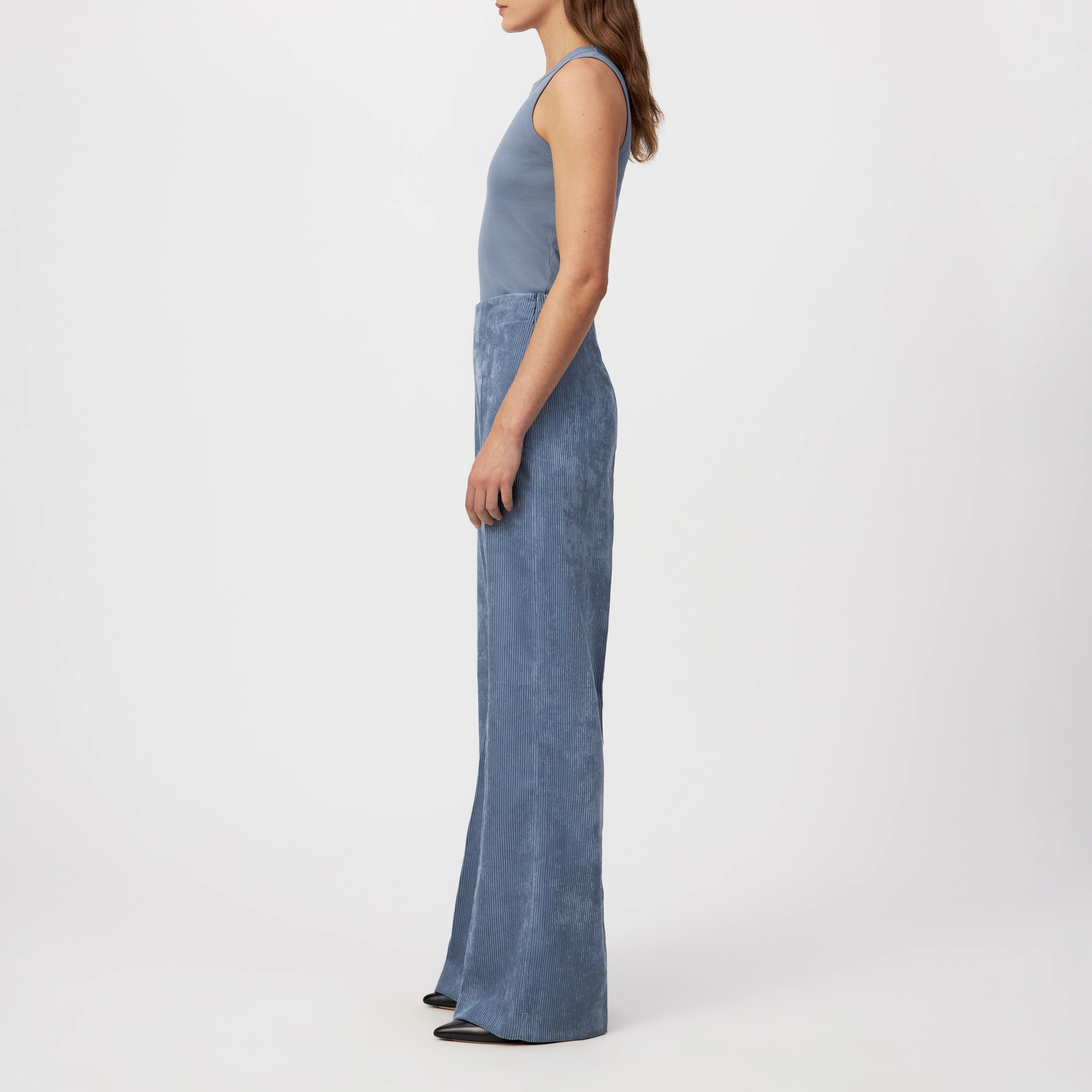 BEFORE - Marlenehose in Cord - Damen - blau - Seitenansicht