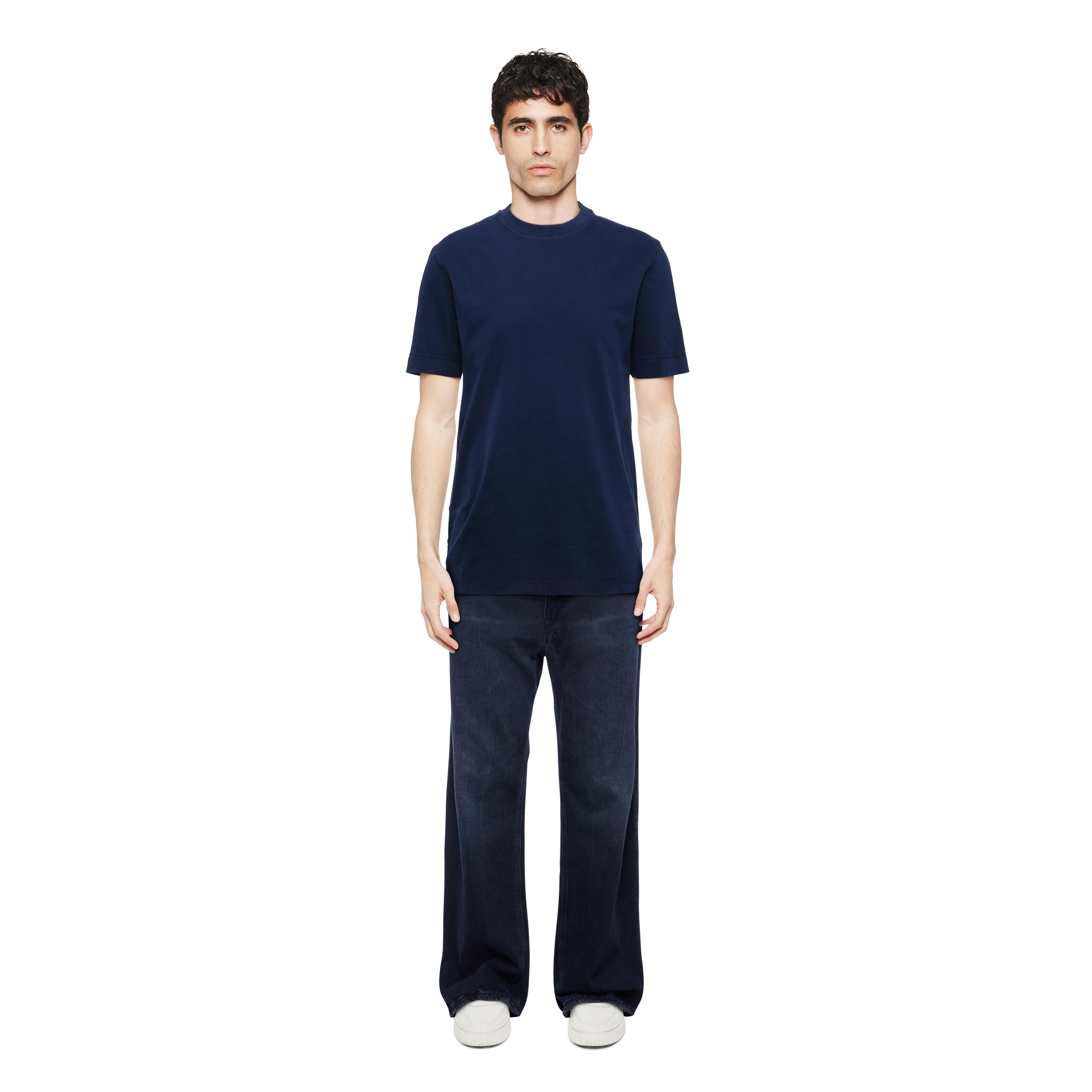 RAPHAEL - T-shirt in washed look - men - blue - Ganzkörper-Frontansicht