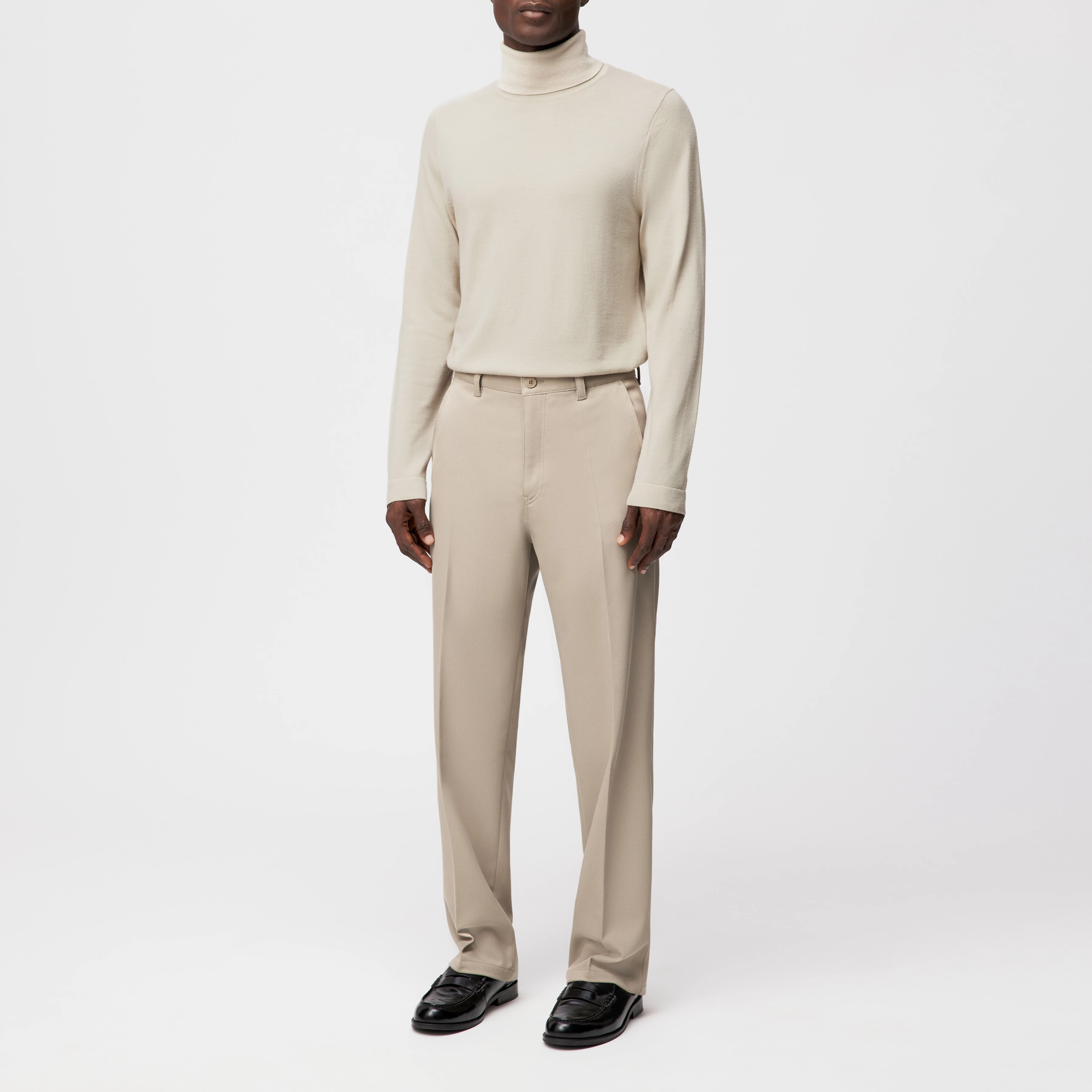 TAVIC - Moderne Chino in Viskose-Mix - Herren - beige - Ganzkörper-Frontansicht