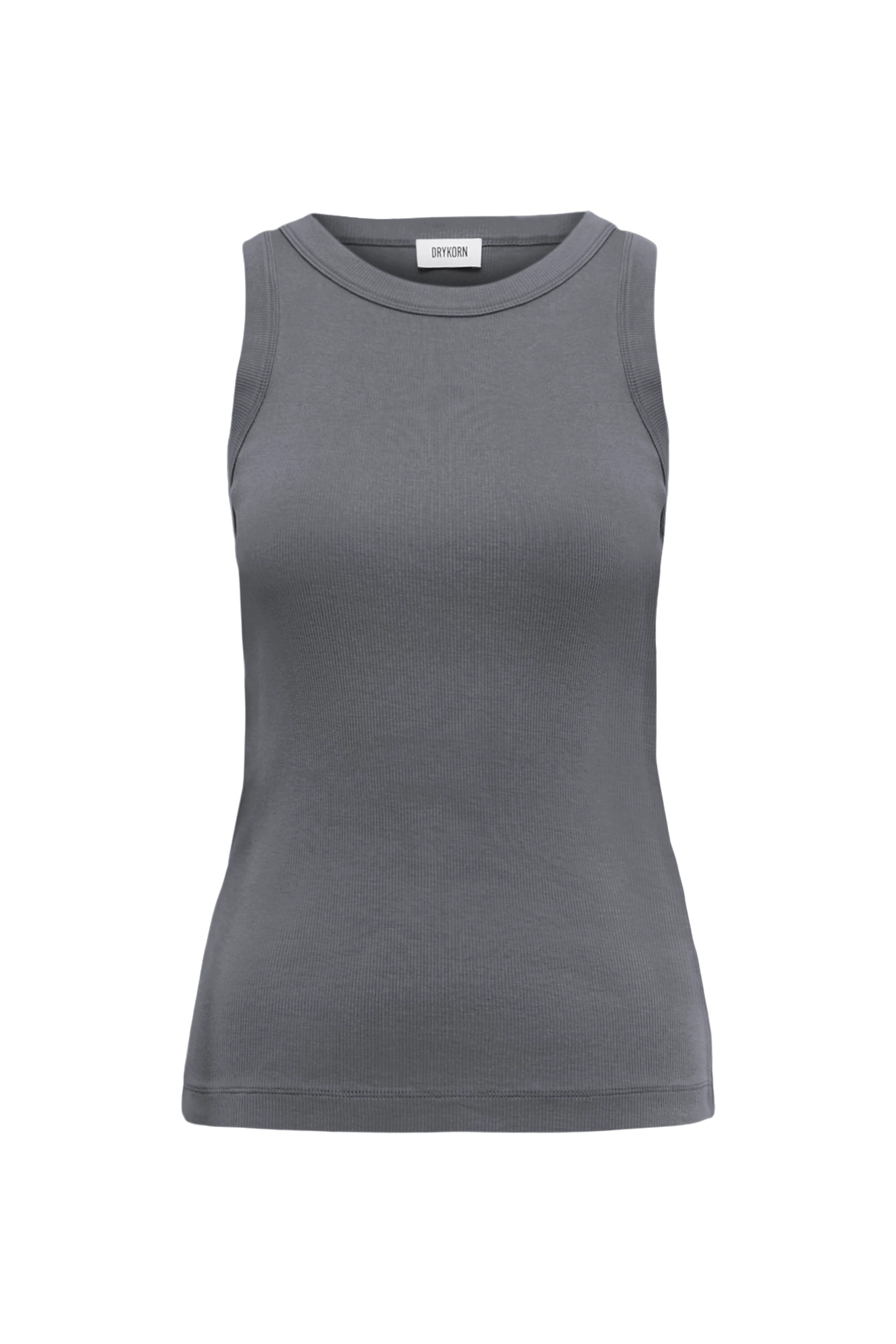 OLINA - Cotton ribbed crew neck tank top - women - grey - Freisteller Frontansicht