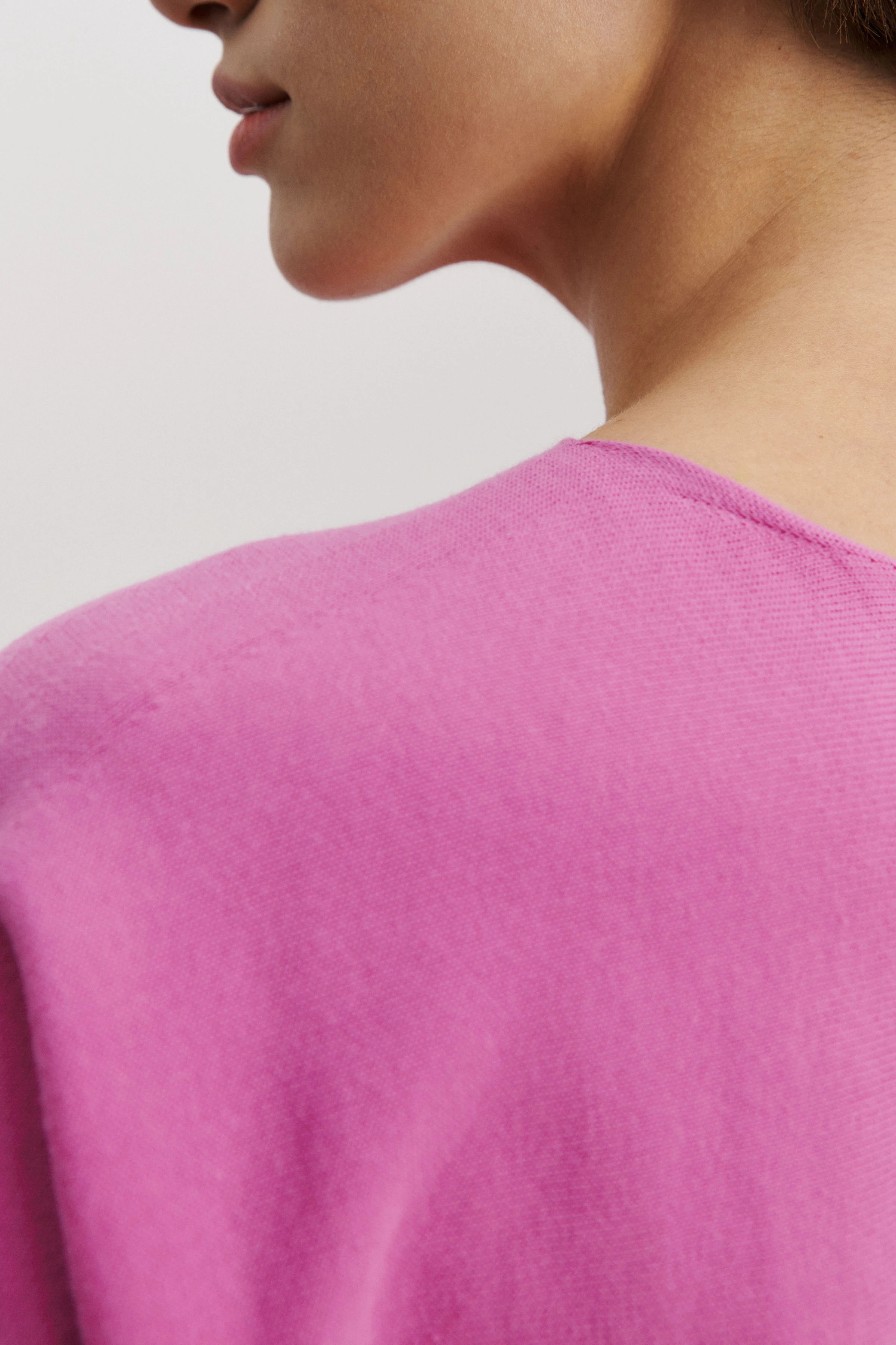 SOMELI - Strick T-Shirt aus reiner Baumwolle - Damen - rosa - Seitenansicht