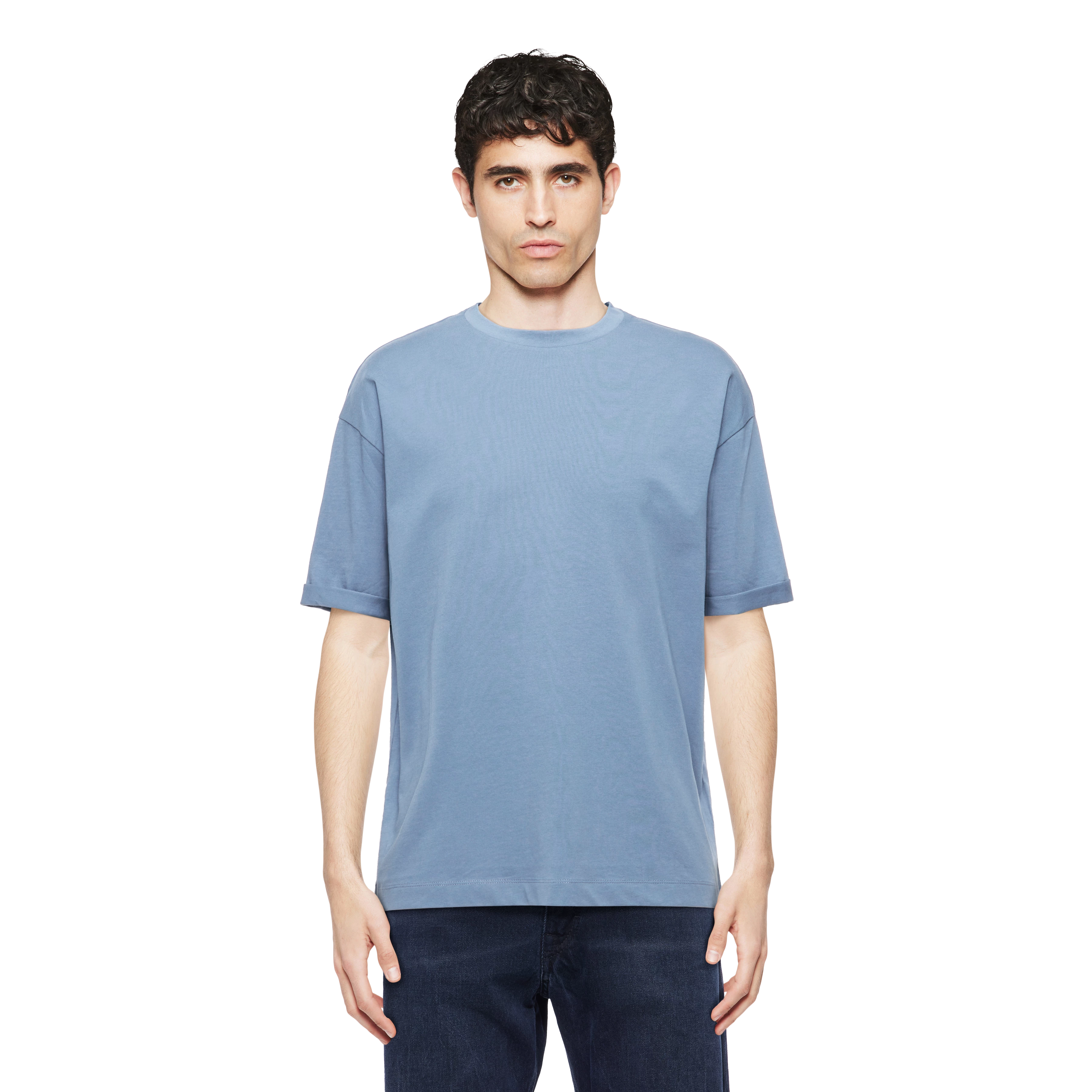 THILO - Relaxed fit T-Shirt in reiner Baumwolle - Herren - blau - Frontansicht
