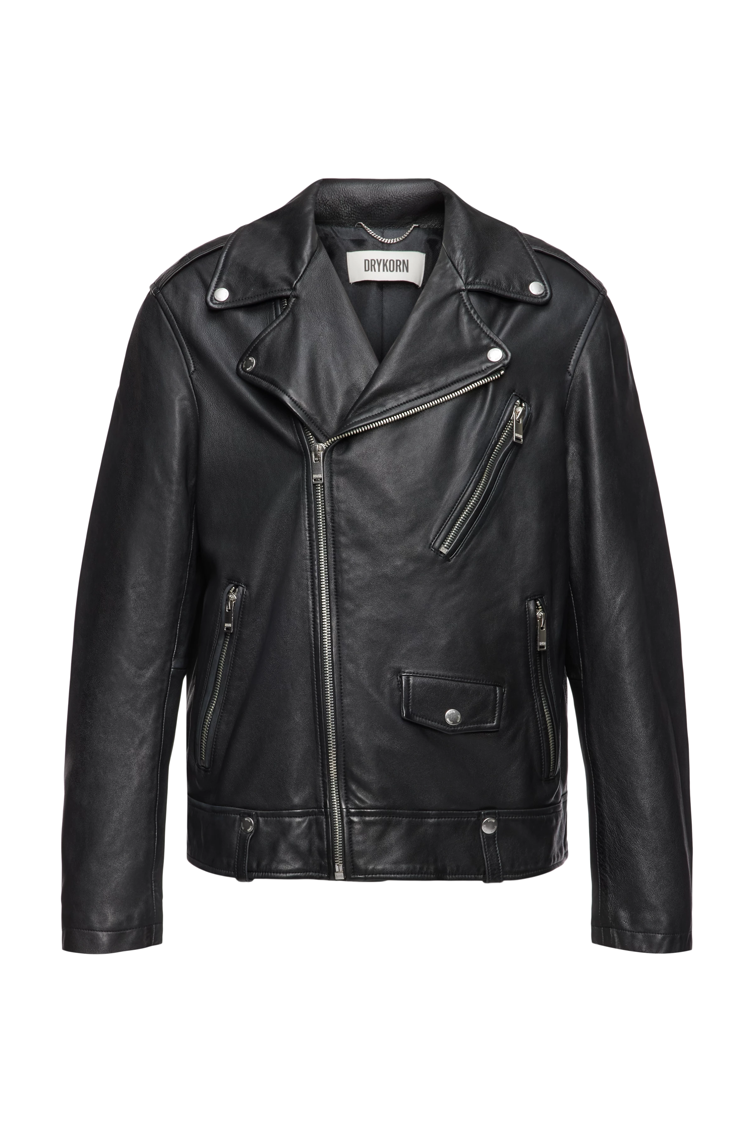MIK - Classic biker jacket in leather - men - black - Freisteller Frontansicht