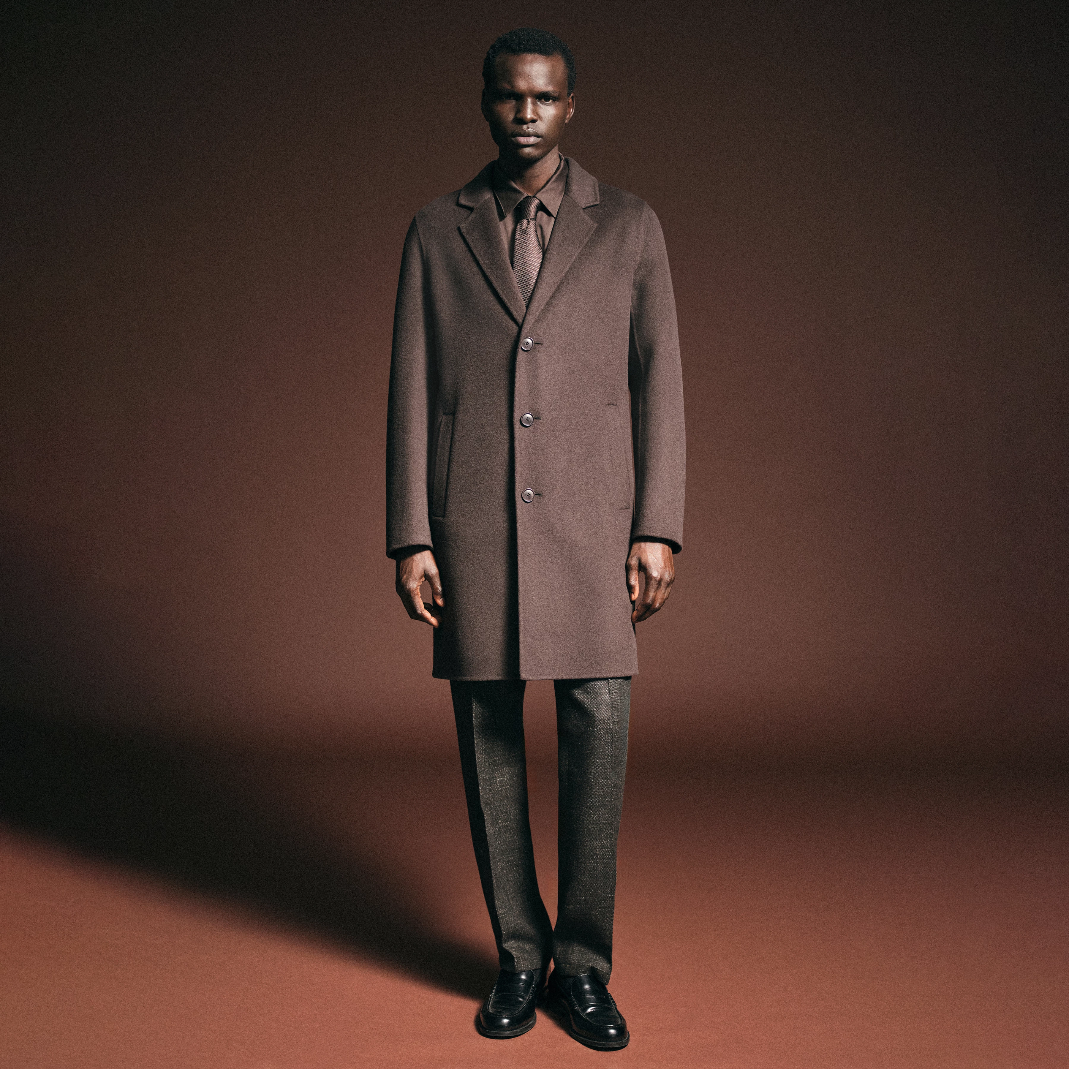 SKOLAN - Klassischer Blazermantel in Woll-Doubleface - Herren - braun