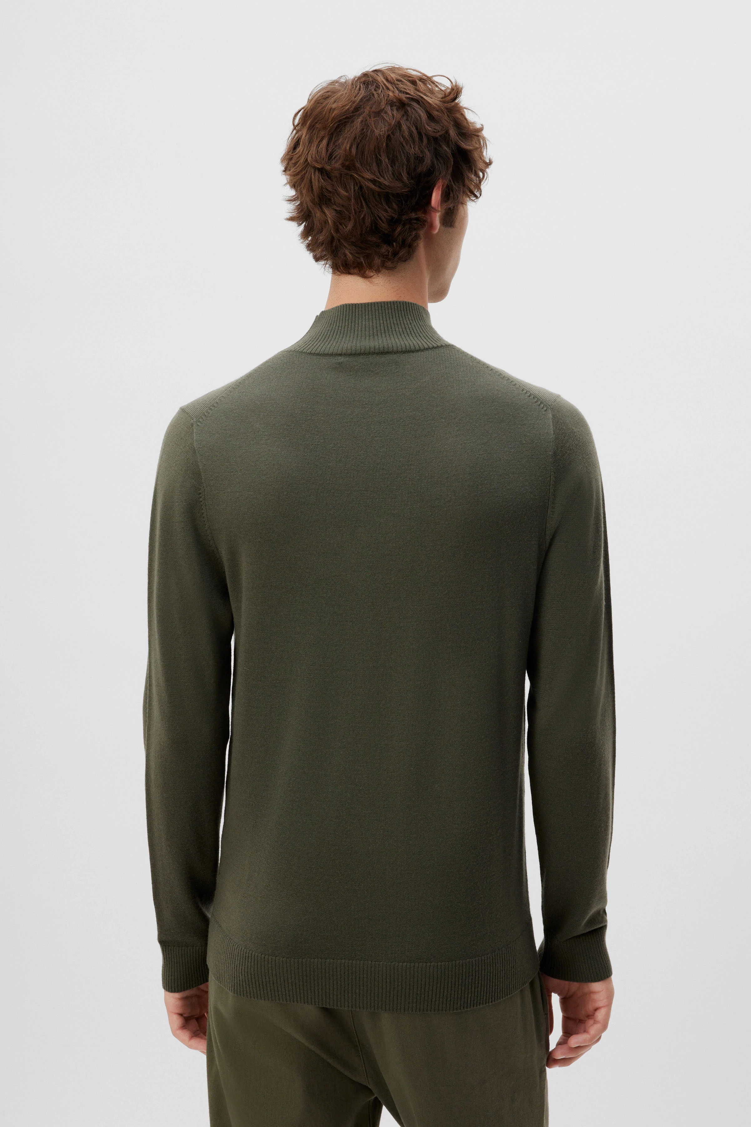 WATSON - Pull-over tricoté avec Turtle en laine mérinos - men - vert - Rückansicht