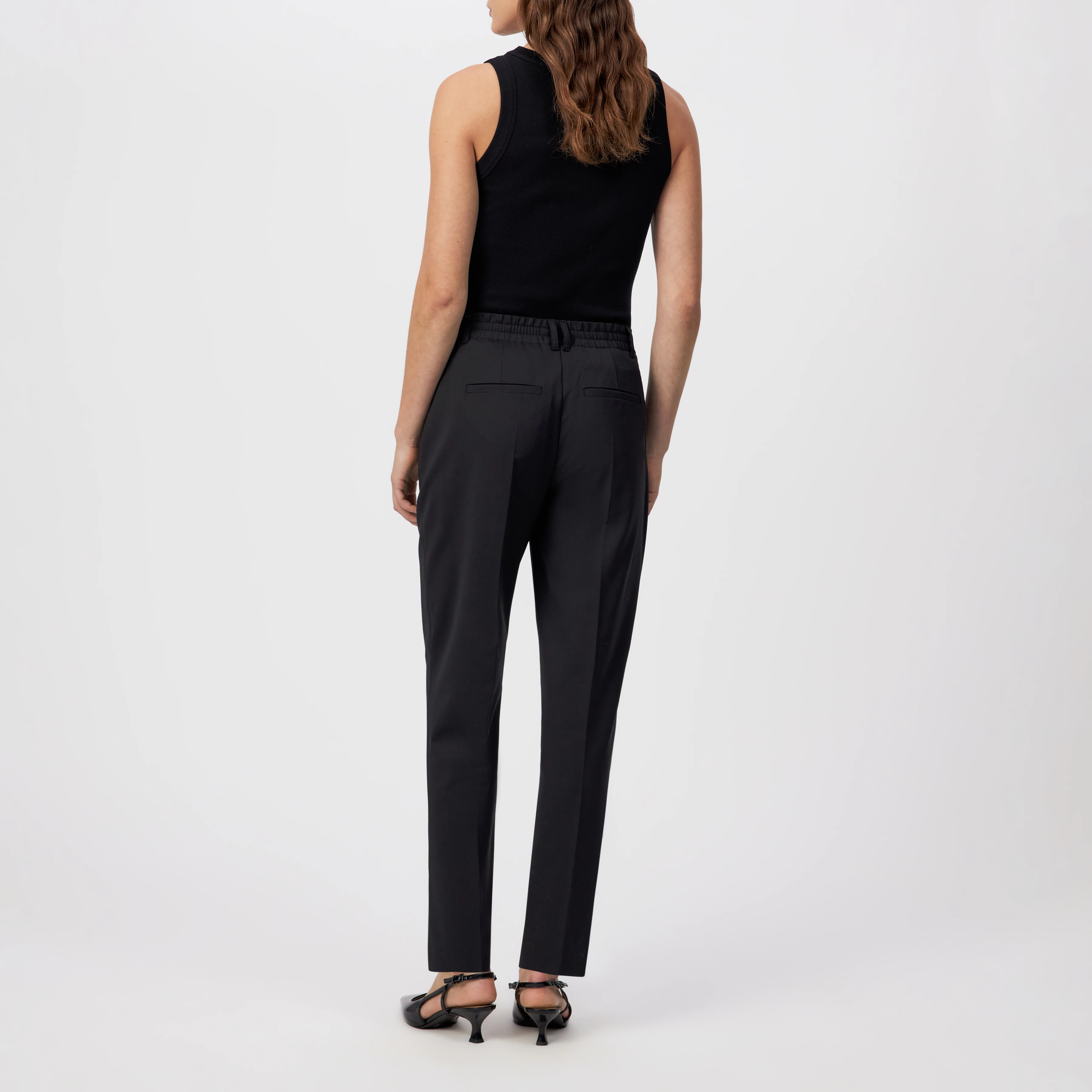 SEARCH - Tapered Fit Hose in Wollserge - Damen - schwarz - Rückansicht