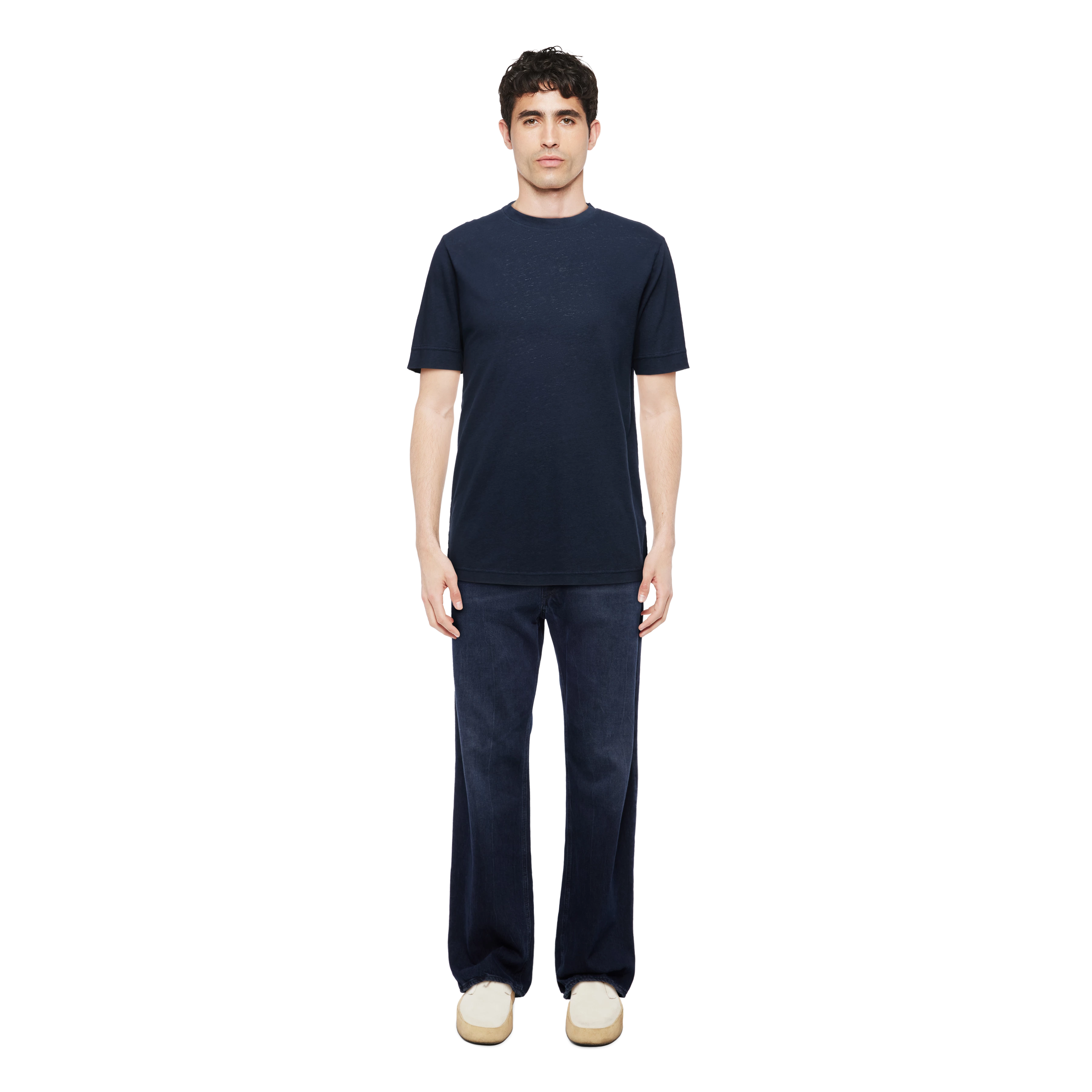 RAPHAEL - T-shirt in linnenmix - heren - blauw - Ganzkörper-Frontansicht