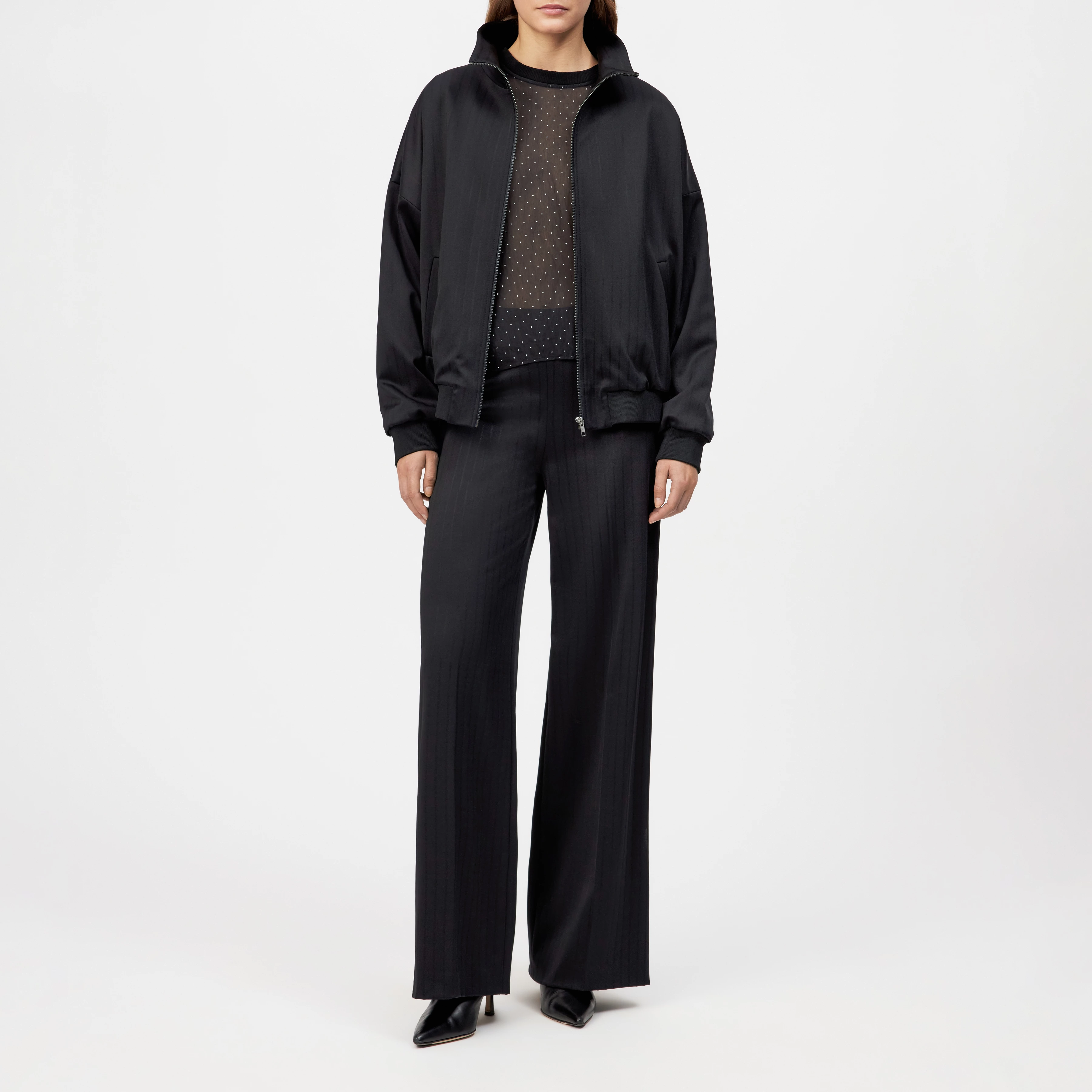 EYAM - Trackjacke in Viskose-Mix - Damen - schwarz - Ganzkörper-Frontansicht