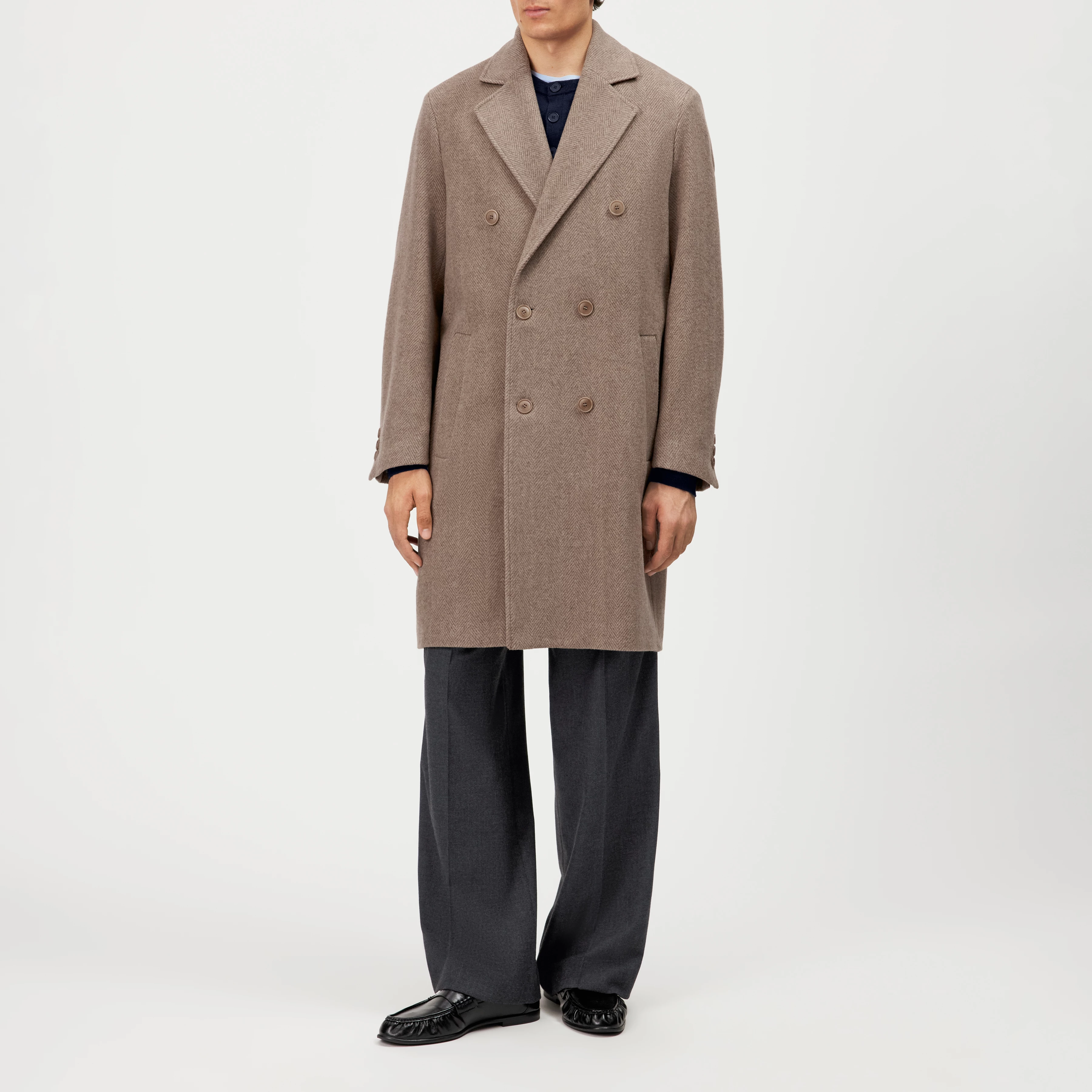 NEKOLA - Double-breasted wool-blend coat - men - brown - Frontansicht