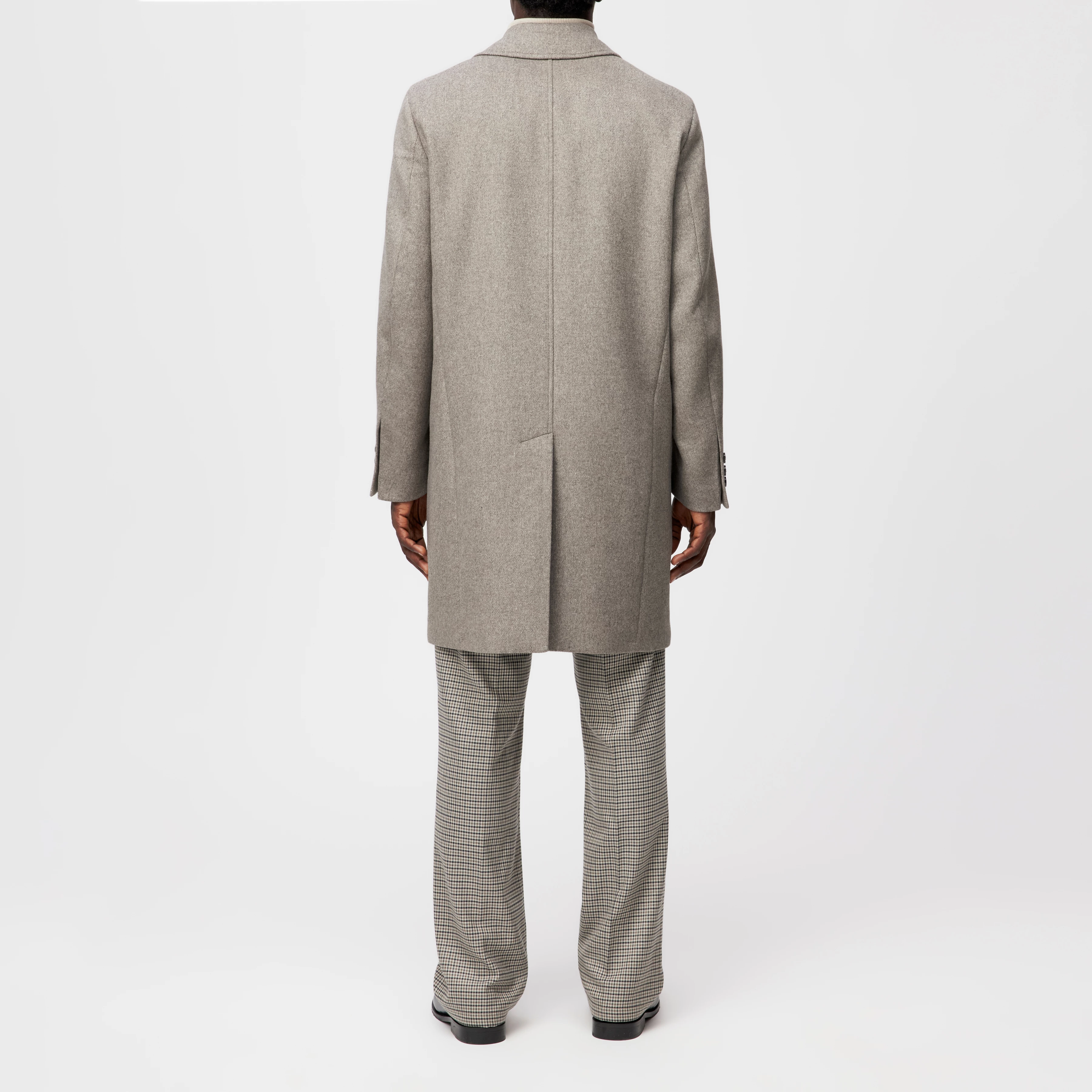 NEKOLA - Double-breasted coat in flannel - men - beige - Rückansicht