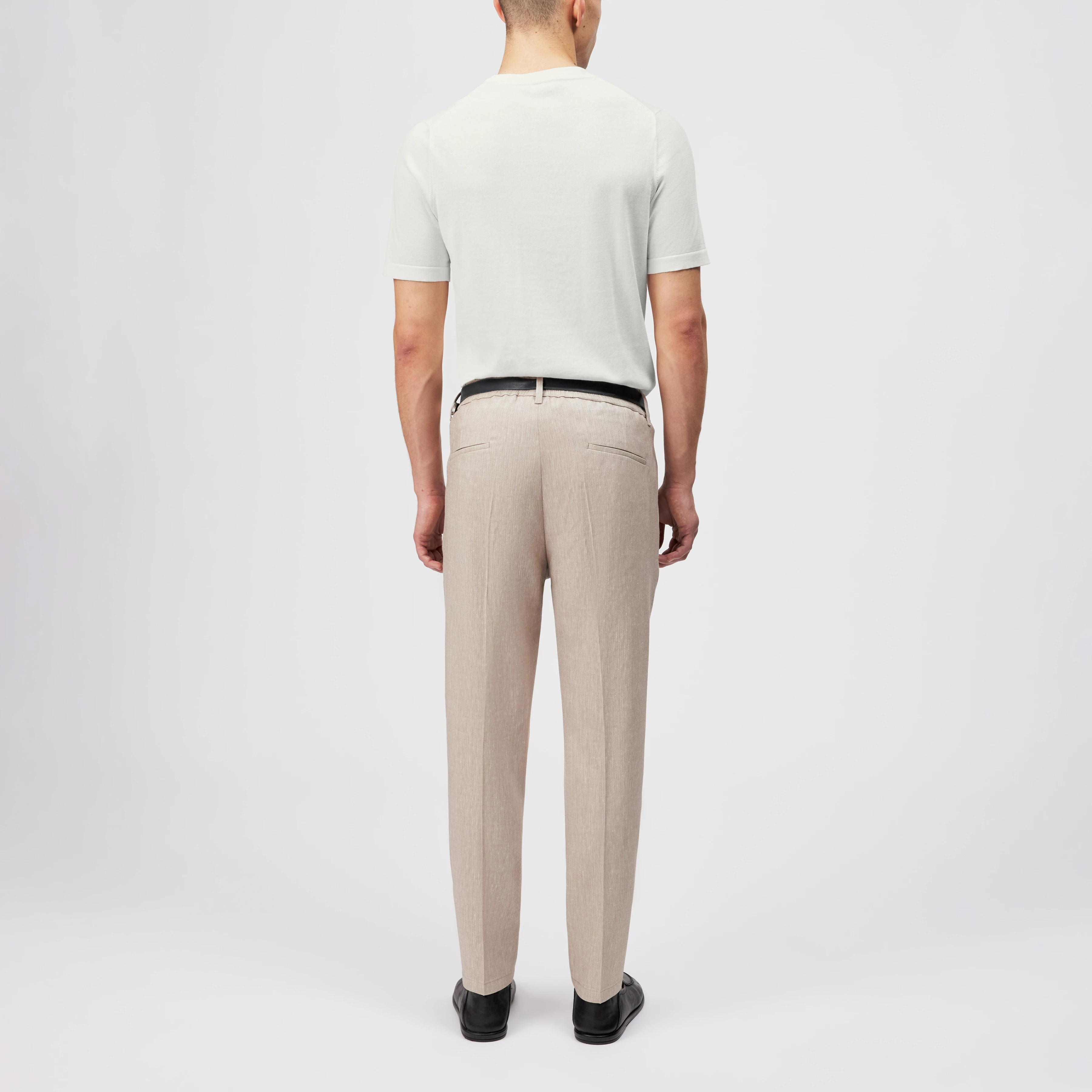 CHASY - Pleated trousers in linen mix - men - beige - Rückansicht