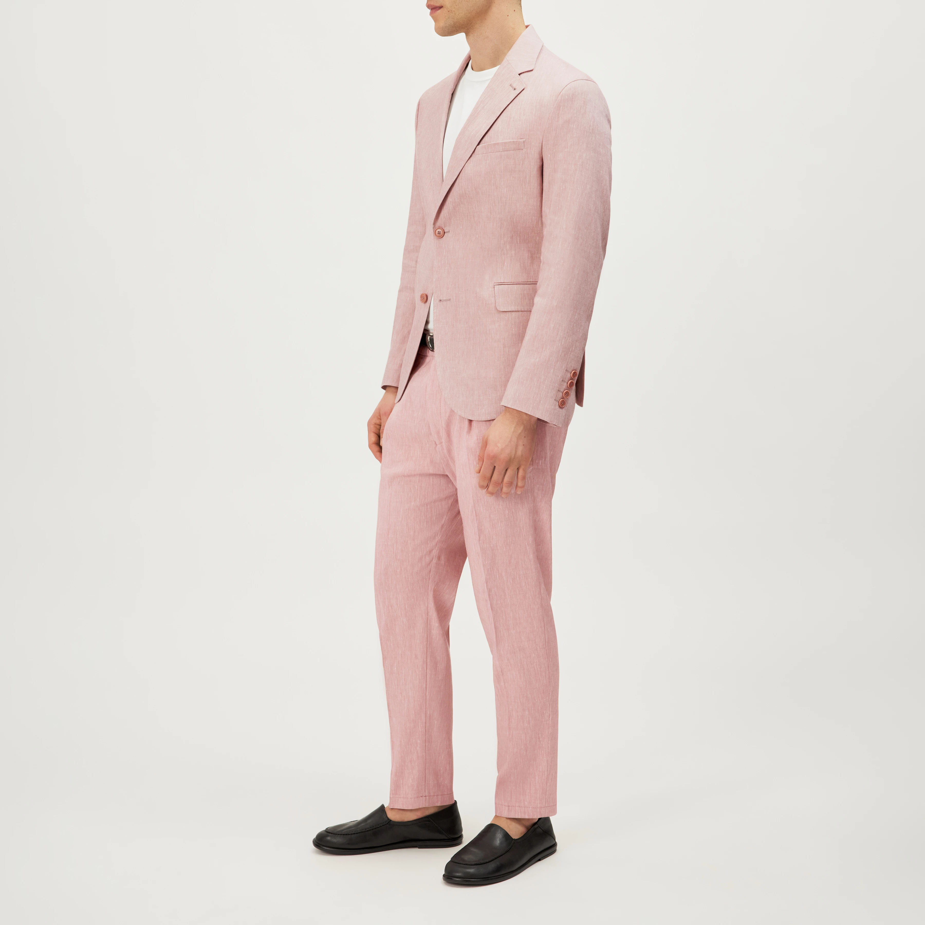 YAMES - Enkeltradet jakke i hørmix - men - orange - Seitenansicht