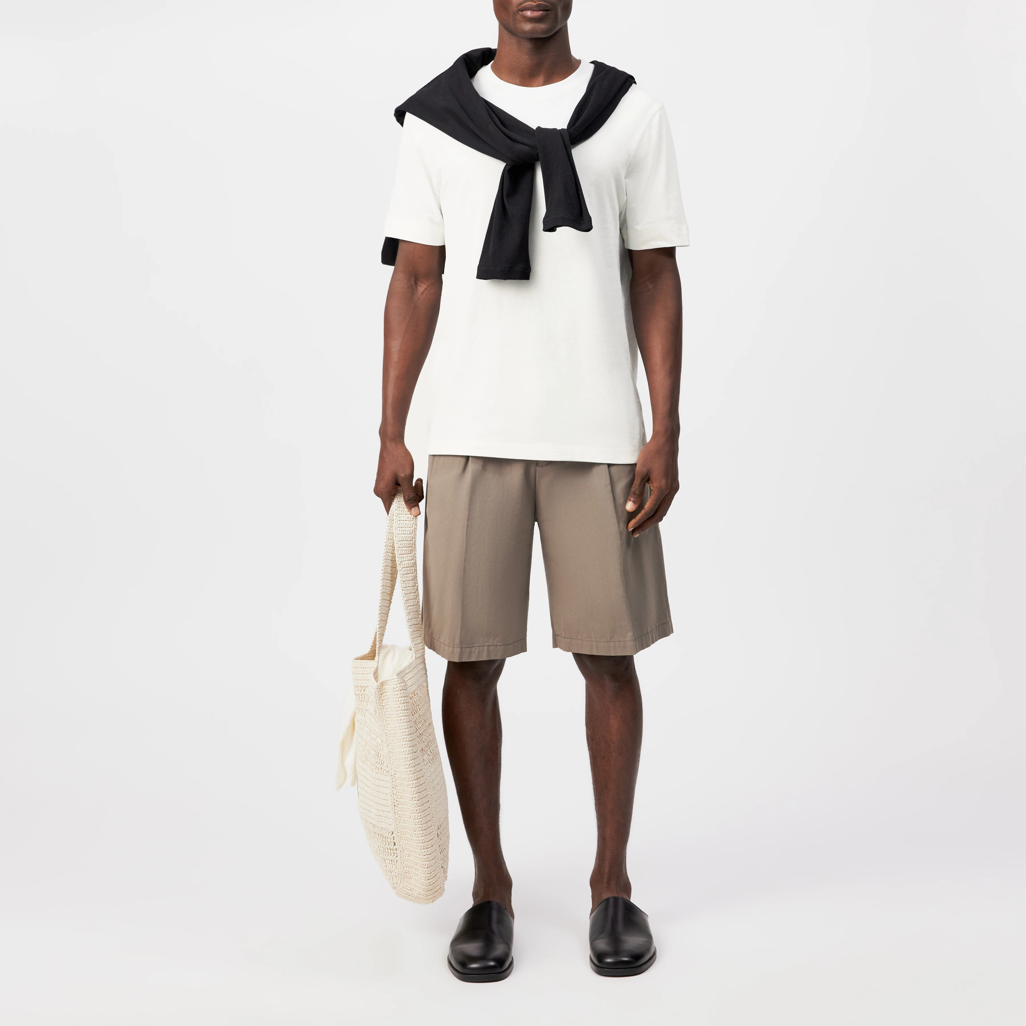 RAPHAEL - T-Shirt in gewaschener Optik - Herren - off white - Ganzkörper-Frontansicht