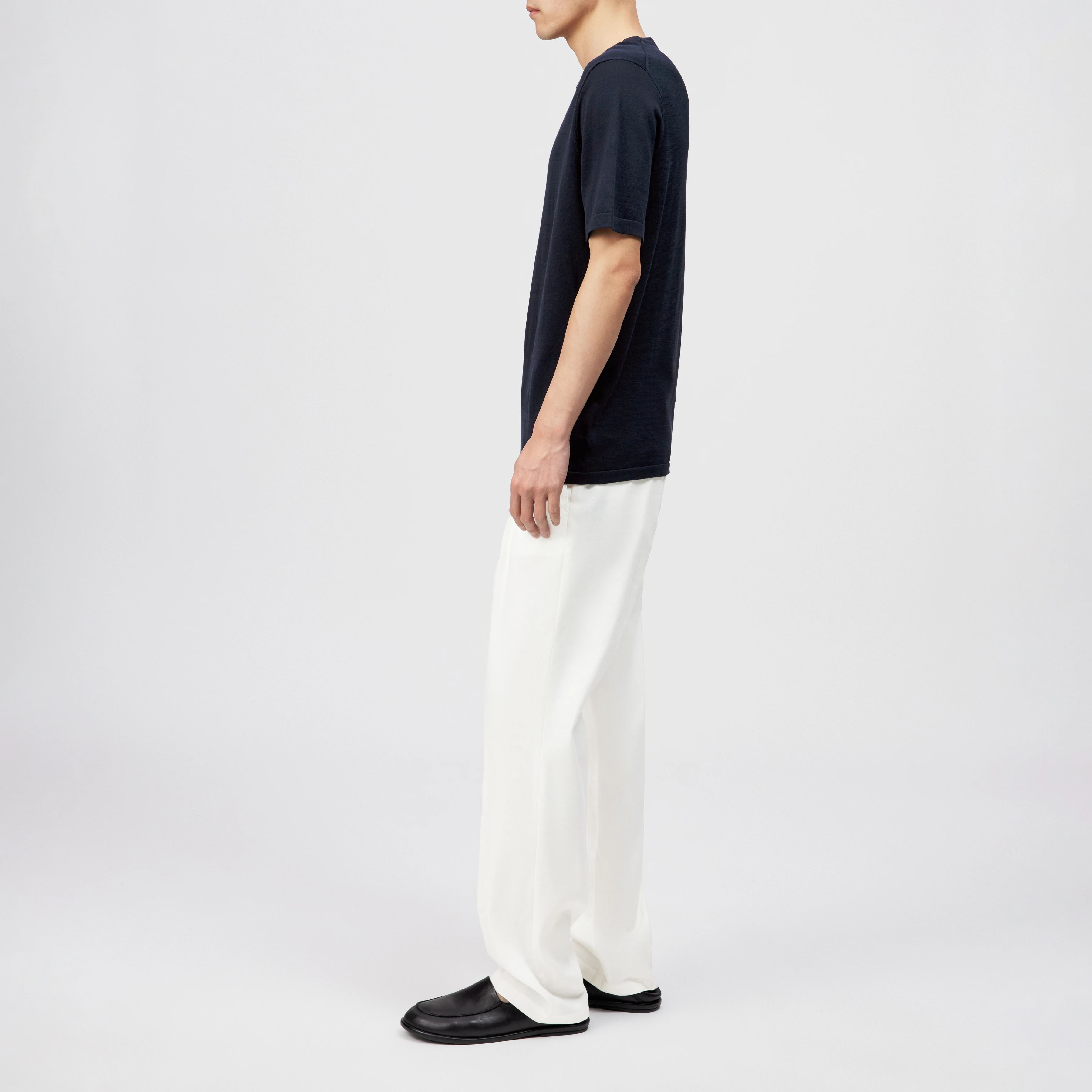 VALENTIN - T-shirt i merceriseret bomuld - men - blå - Seitenansicht