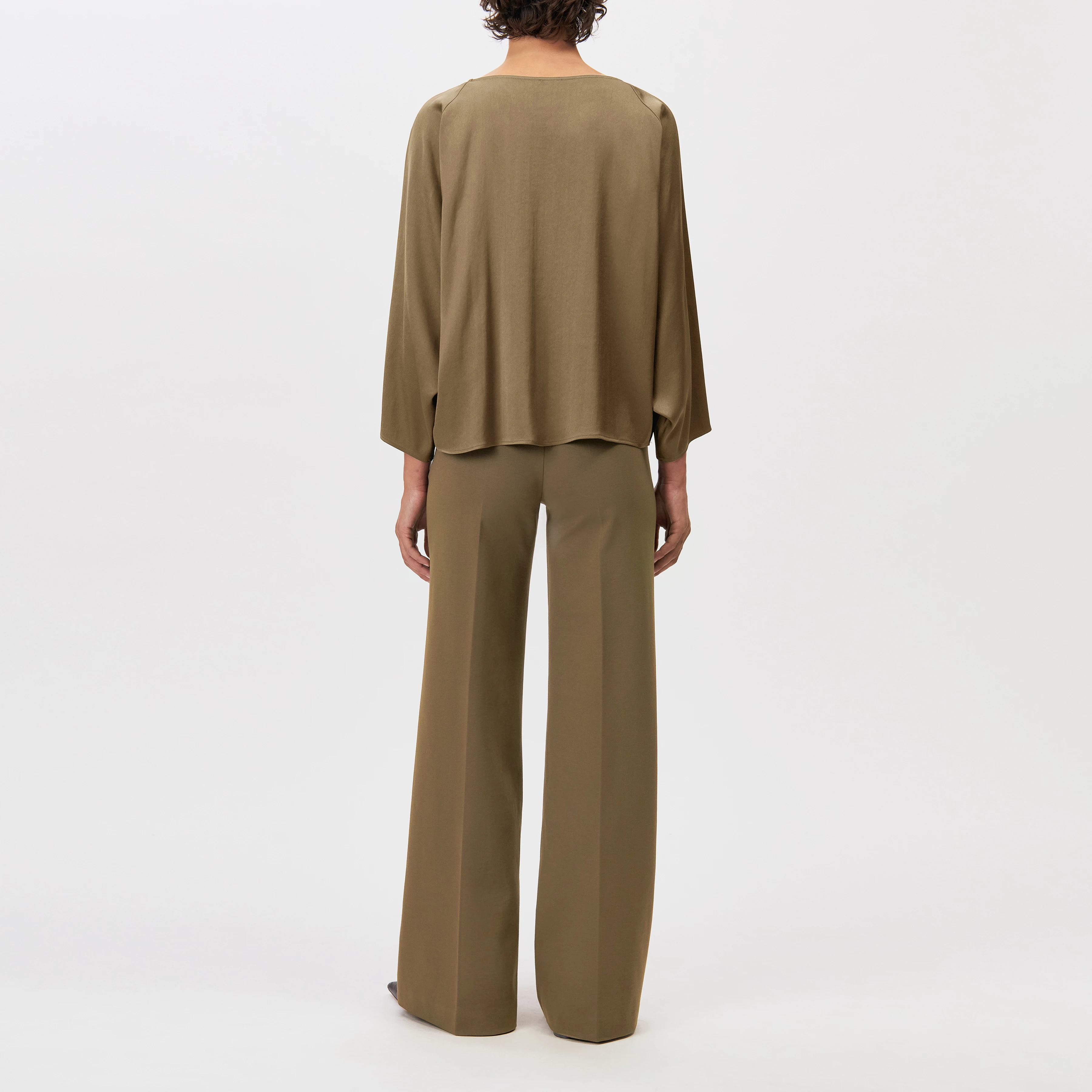 NIALINI - T-shirt blouse in satin - women - green - Rückansicht