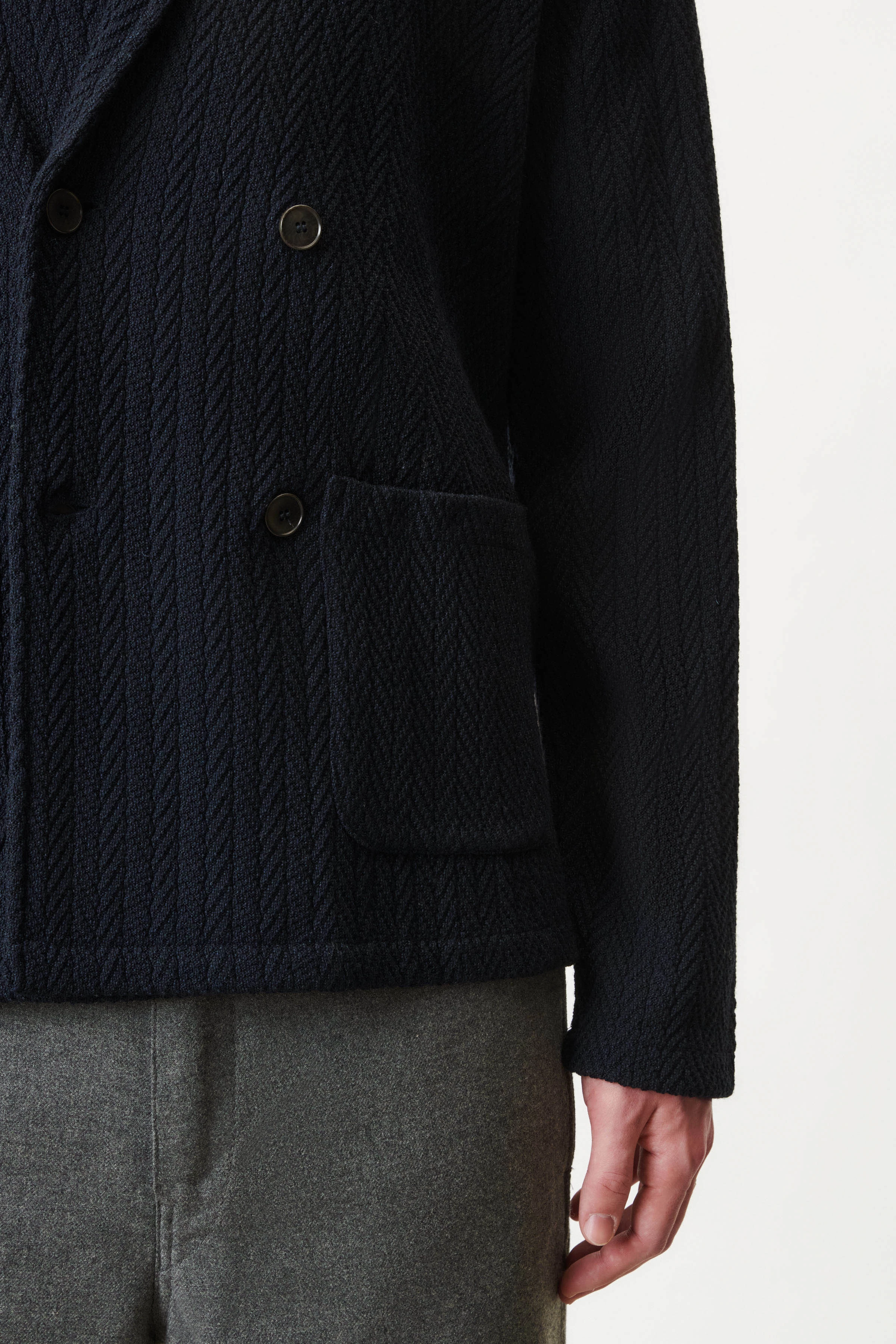 MASUD - gebreid vest in lamswolmix - heren - blauw - Seitenansicht