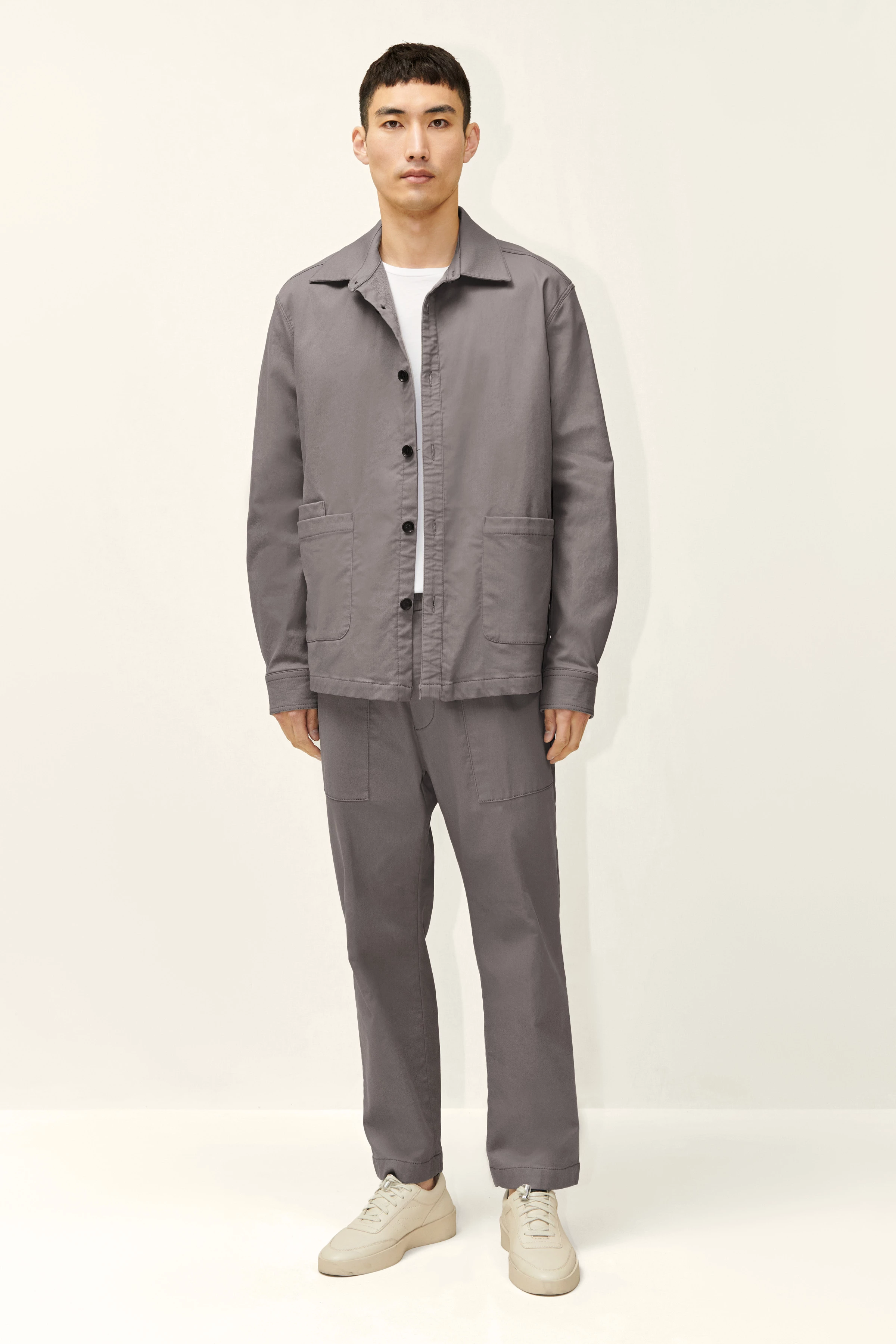 STOGE - Casual shirt in leather look - men - grey - Ganzkörper-Frontansicht