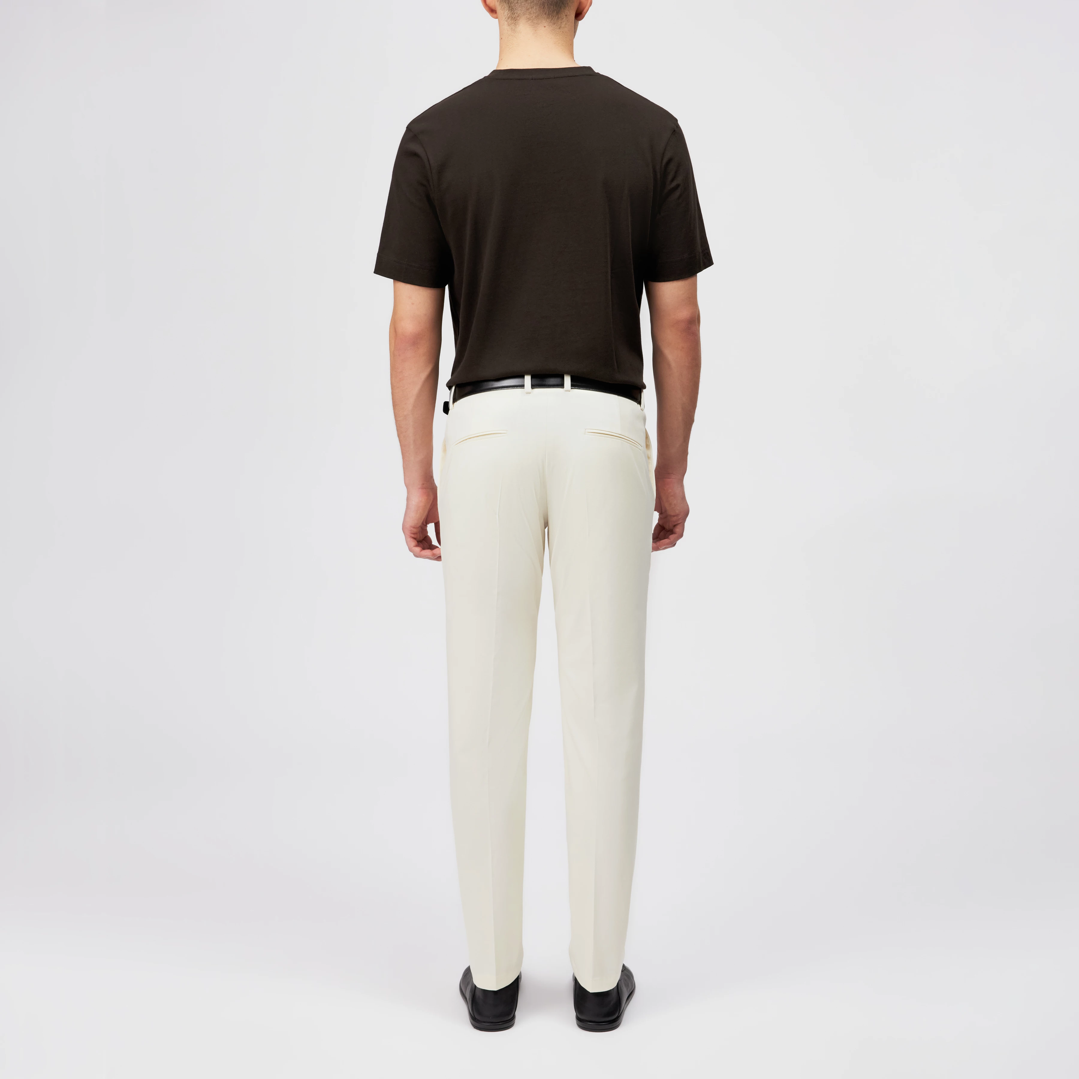 AJEND - Tailored Slim Fit Trousers in Cotton Blend - men - off white - Rückansicht