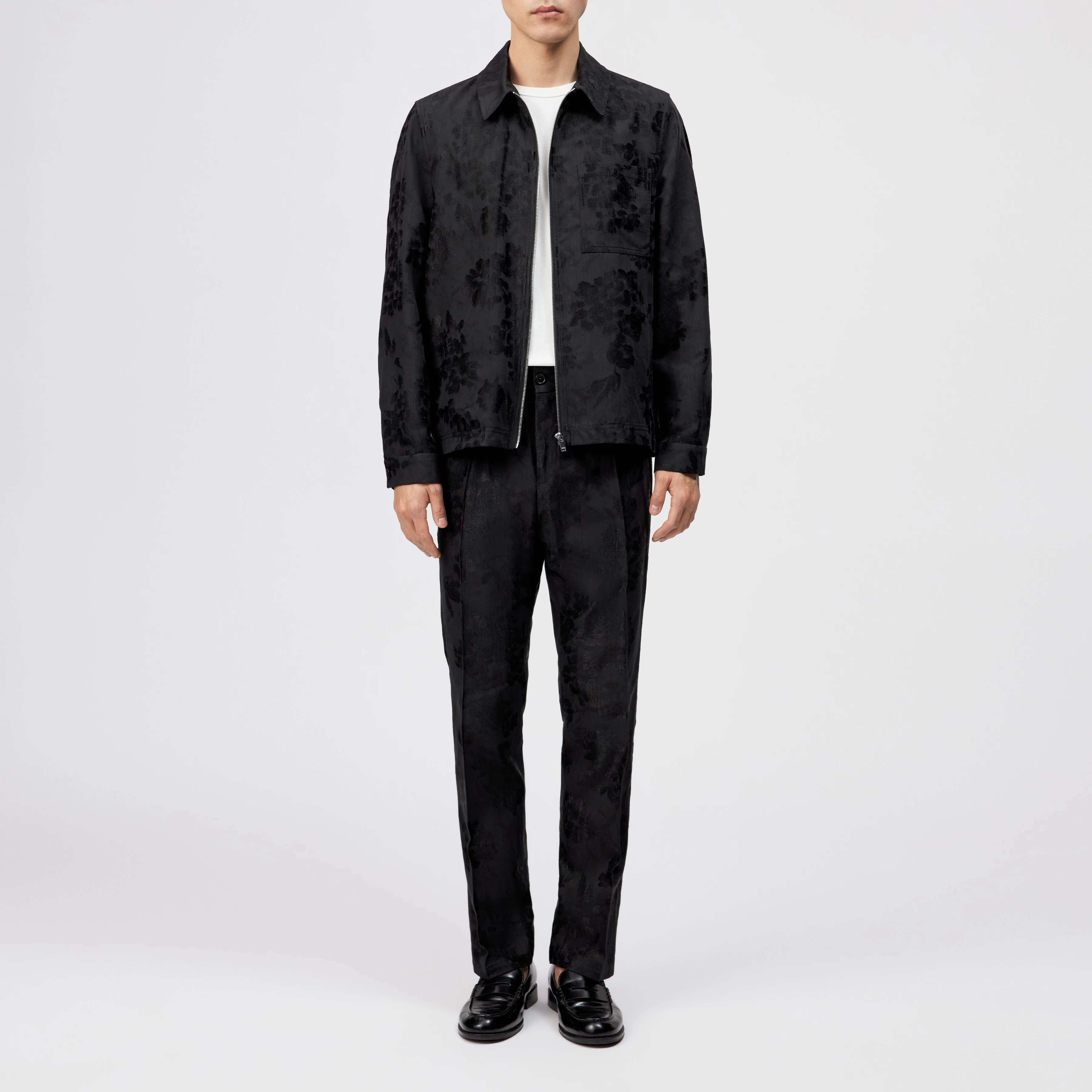 GARONA_B - Casual chino in katoen-viscosemix - heren - zwart - Ganzkörper-Frontansicht