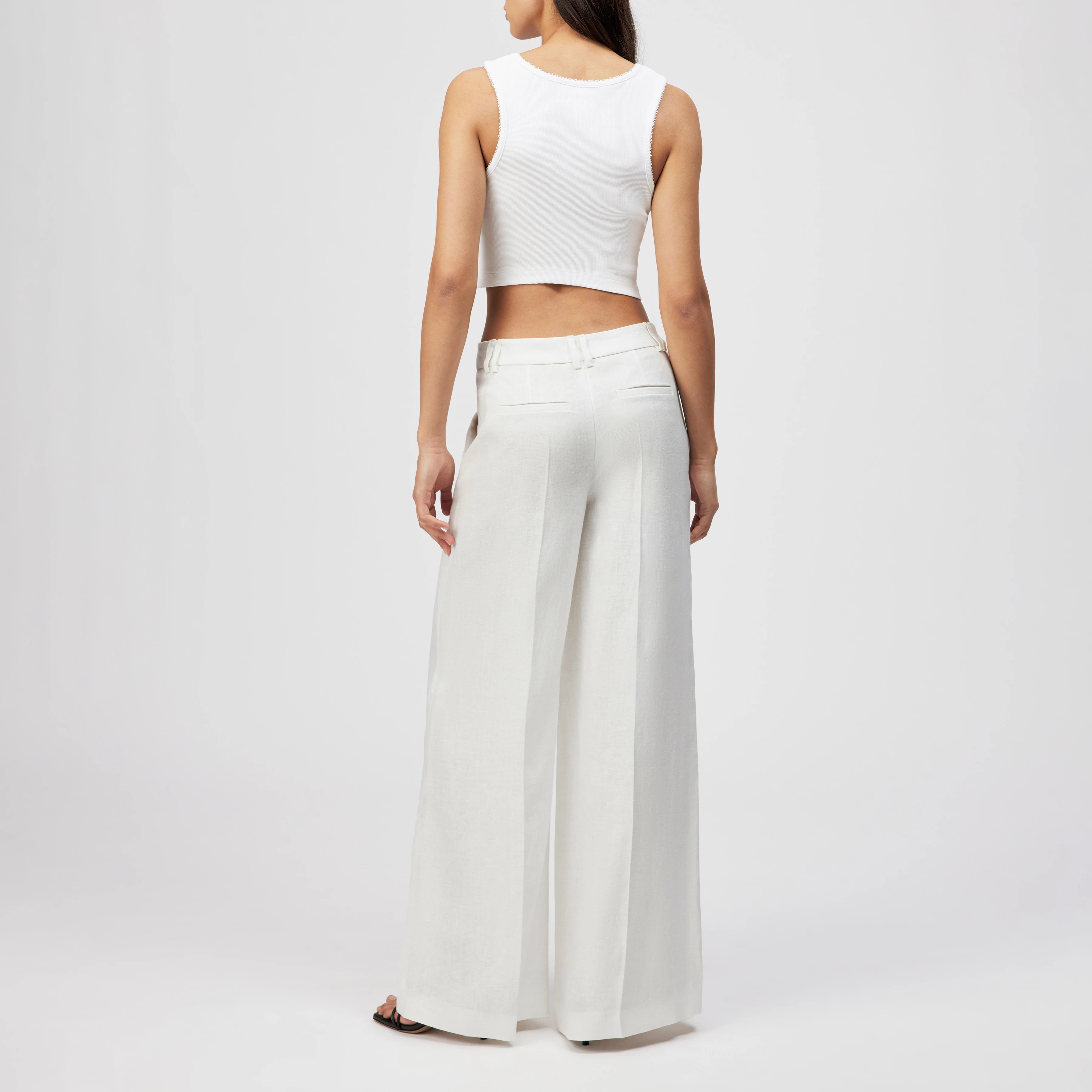 AQUITE - Linen Marlene trousers - women - off white - Rückansicht