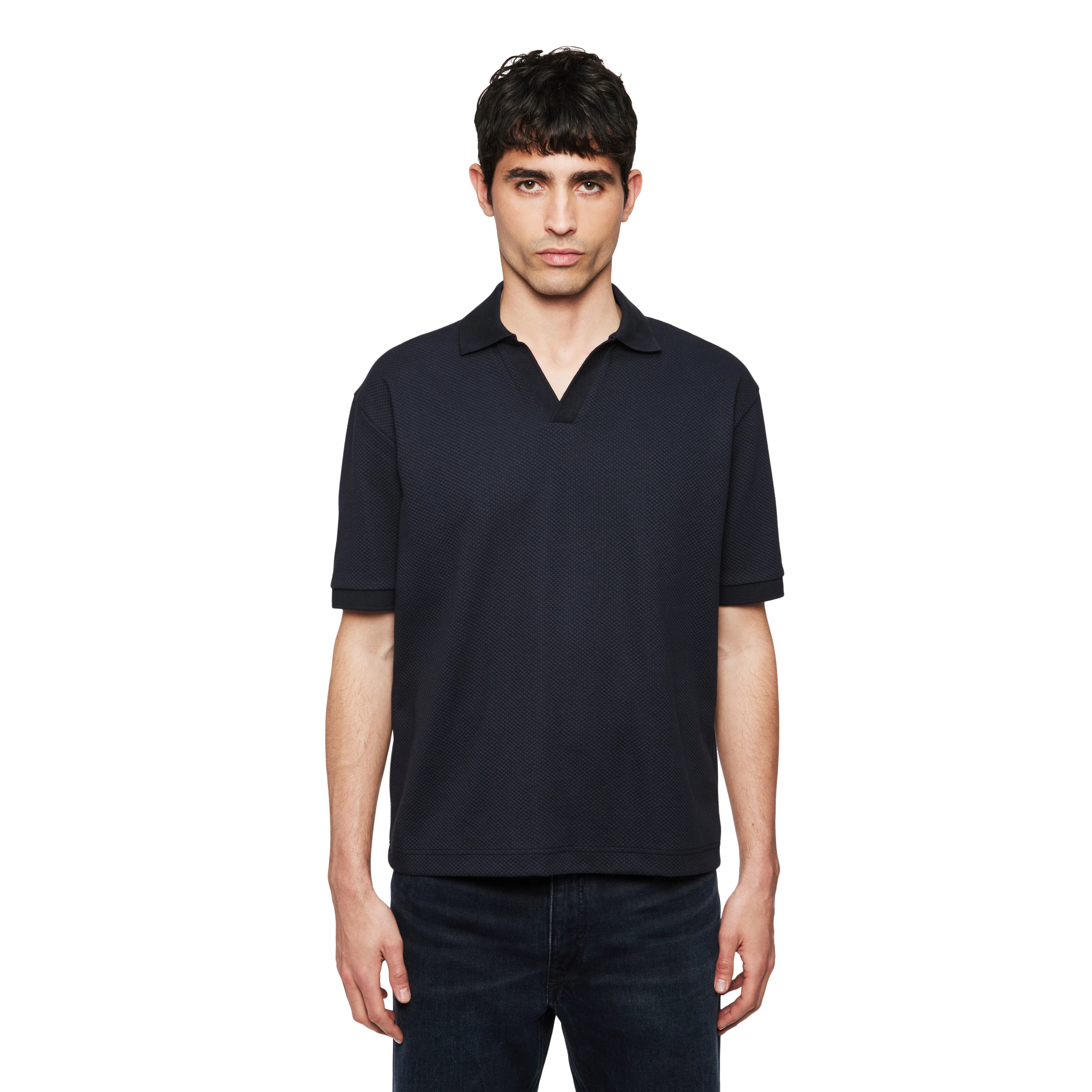 ACAYO - Casual polo in katoenmix - heren - blauw - Frontansicht