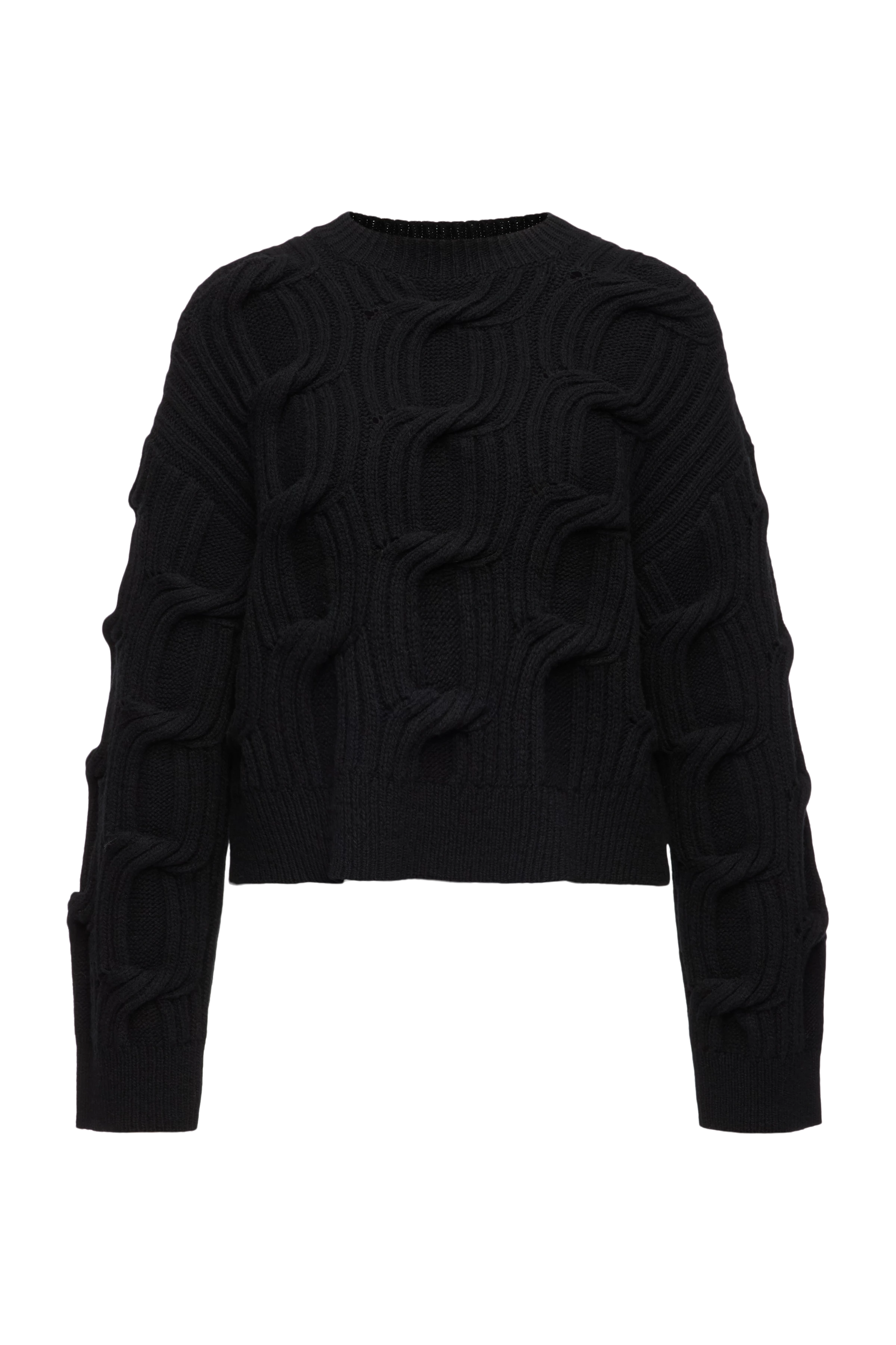 MALESE_2 - Verkürzter Pullover in Schurwolle - Damen - schwarz - Freisteller Frontansicht
