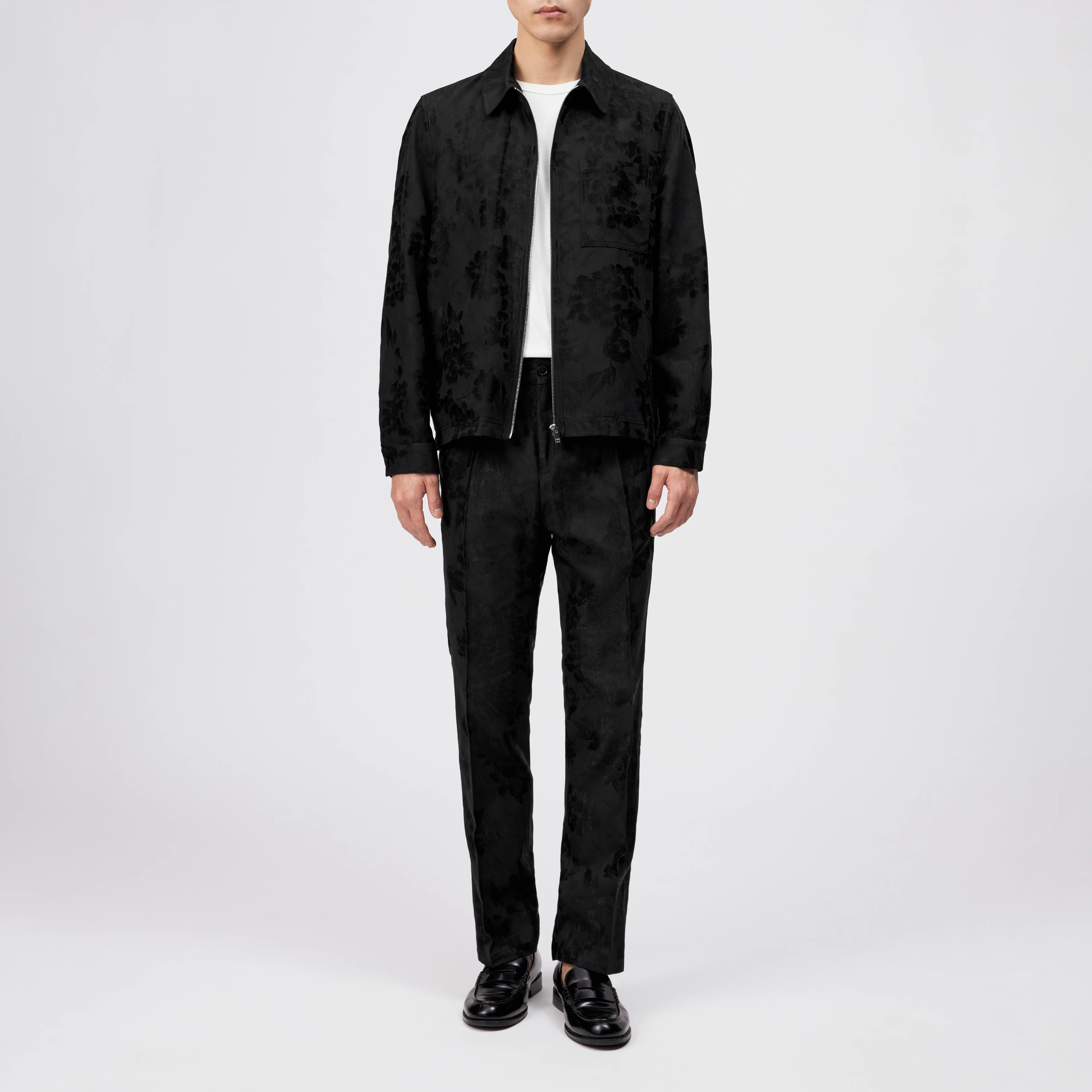 JERSON - Regular fit jacquard zip-jas - heren - zwart - Ganzkörper-Frontansicht