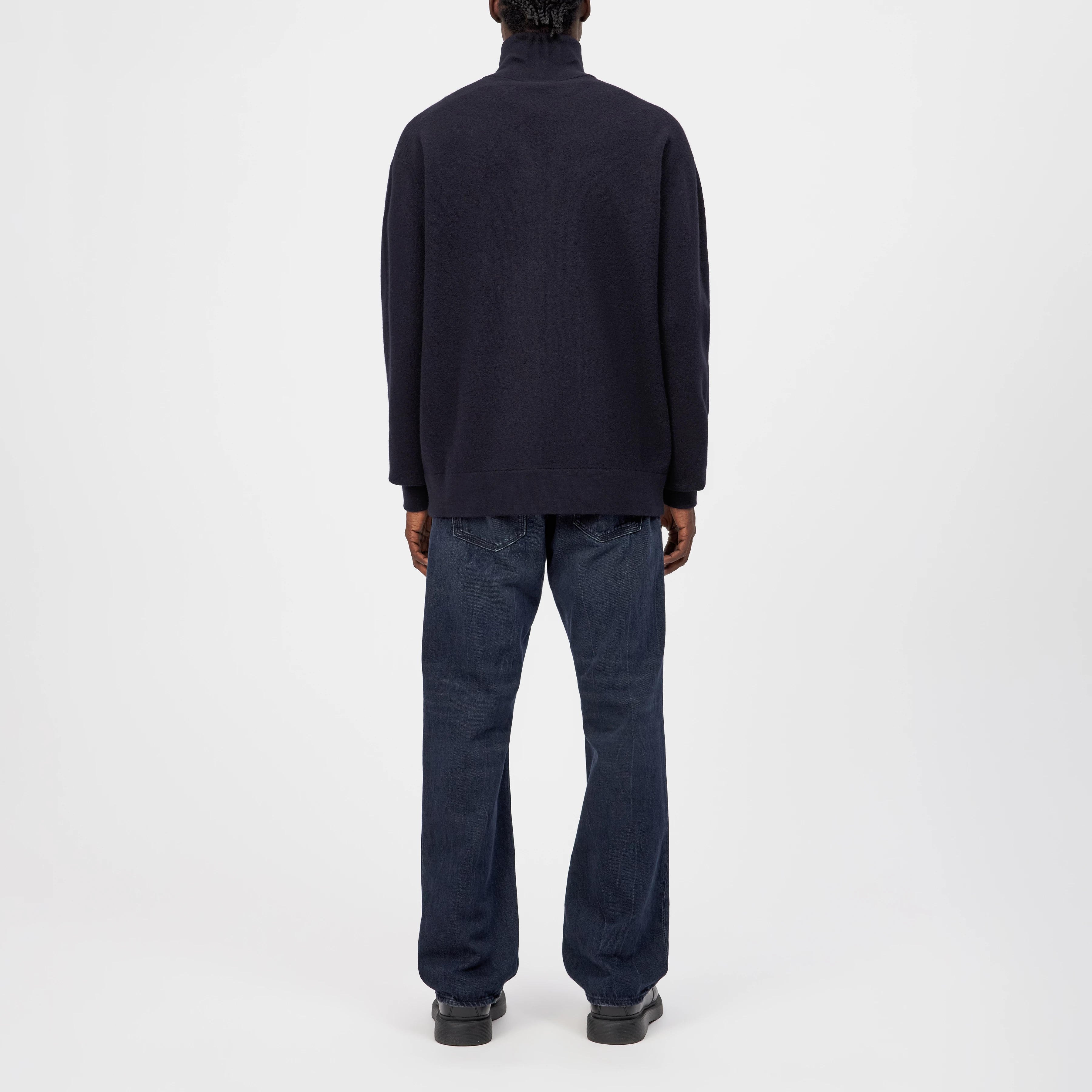 JANOR - Strick-Jacke in Merinowolle - Herren - blau - Rückansicht