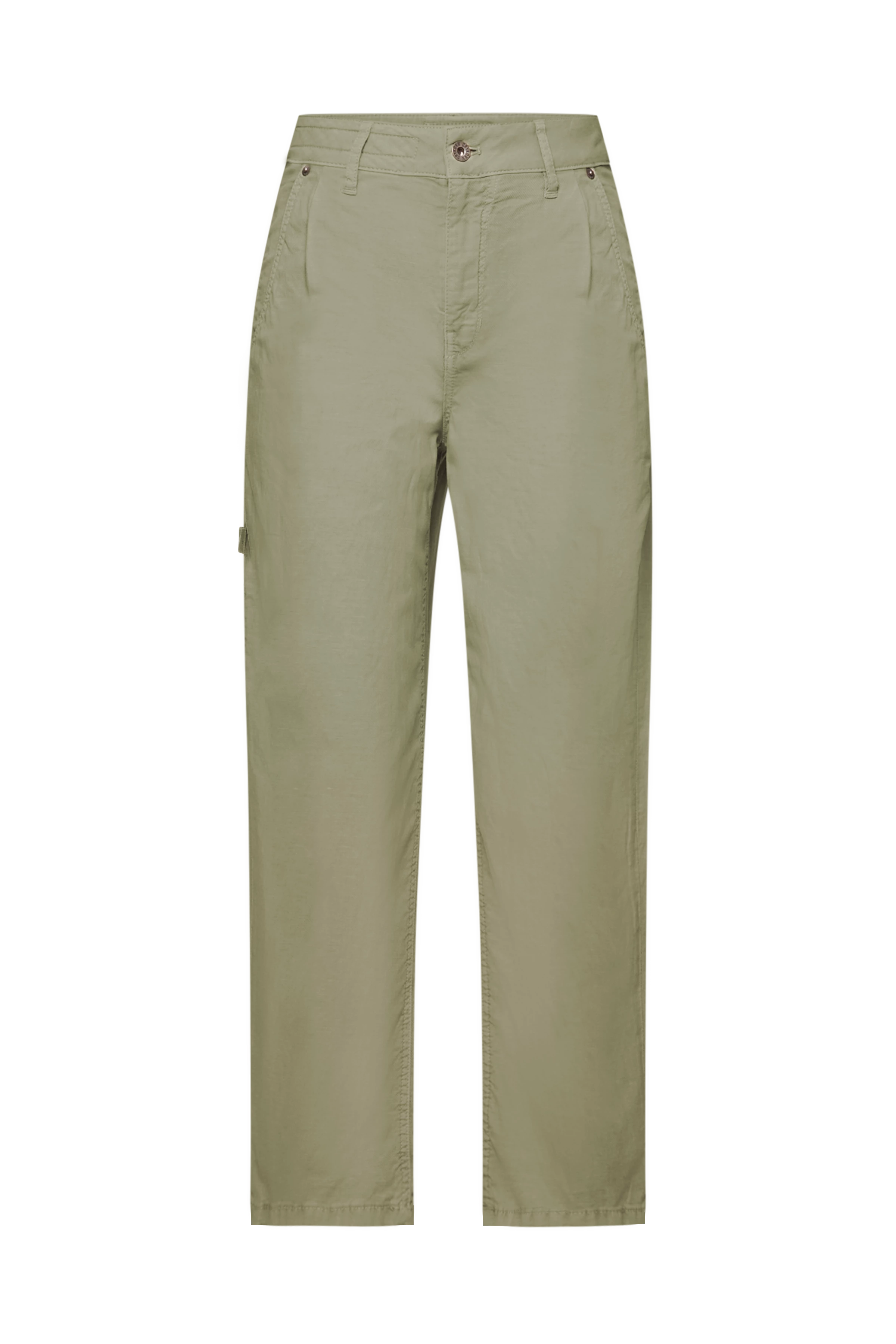 QUALIFY - Cargohose mit Bundfalte in Garment Dye - Damen - grün - Freisteller Frontansicht