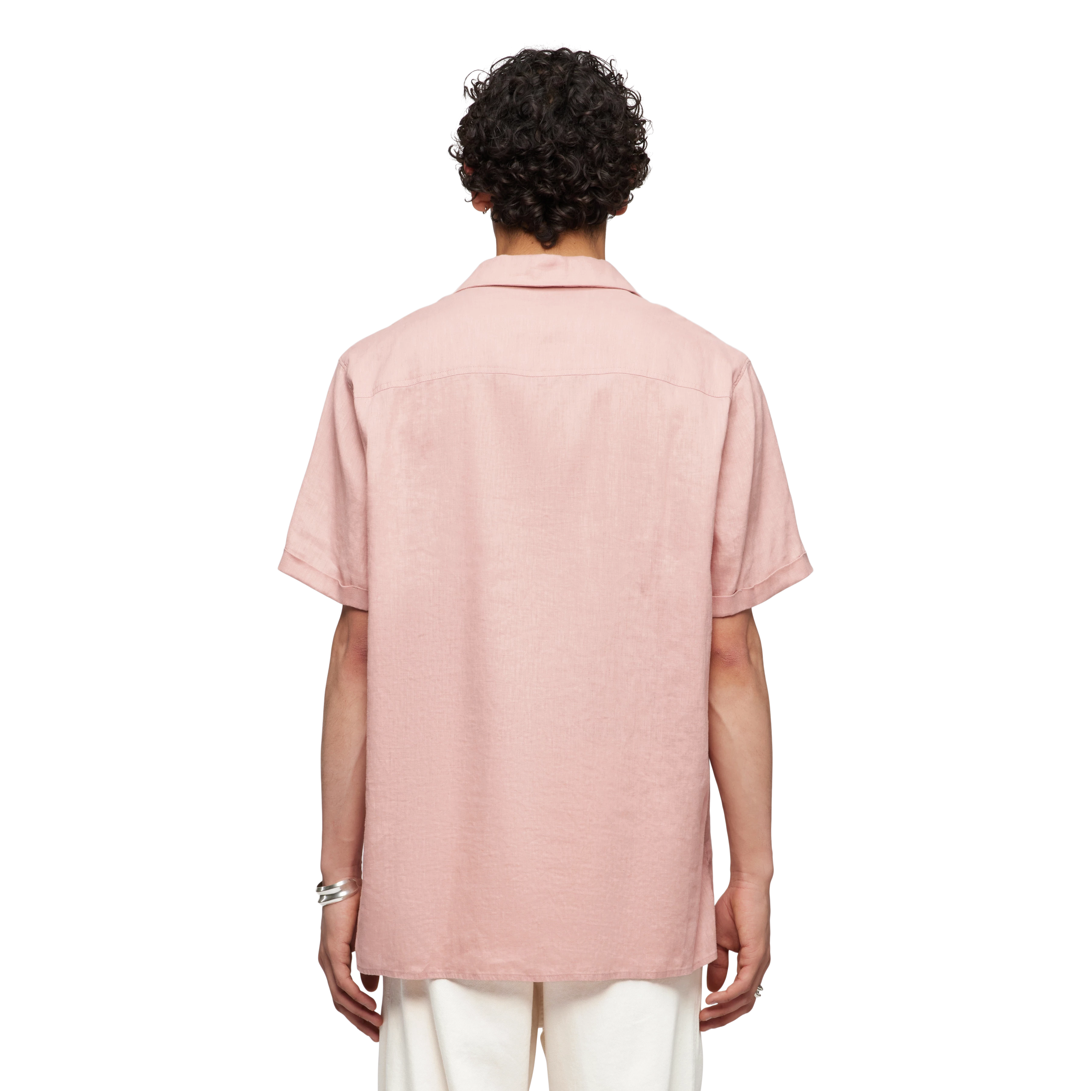 BIJAN_2 - Chemise Casual manches courtes en mélange lin et coton - men - rose - Rückansicht