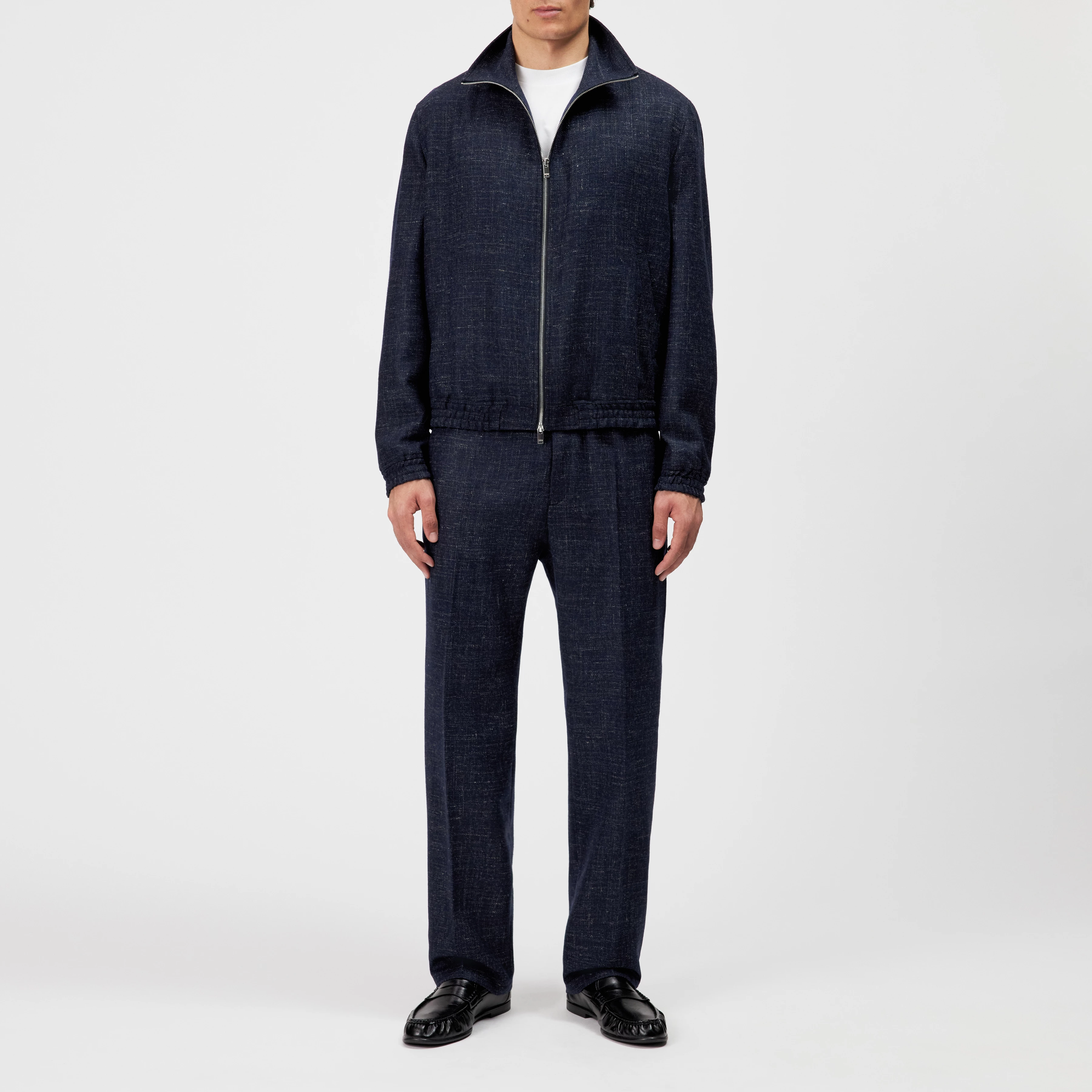 GRALON_2 - Textured wool-blend blouson jacket - men - blue - Ganzkörper-Frontansicht