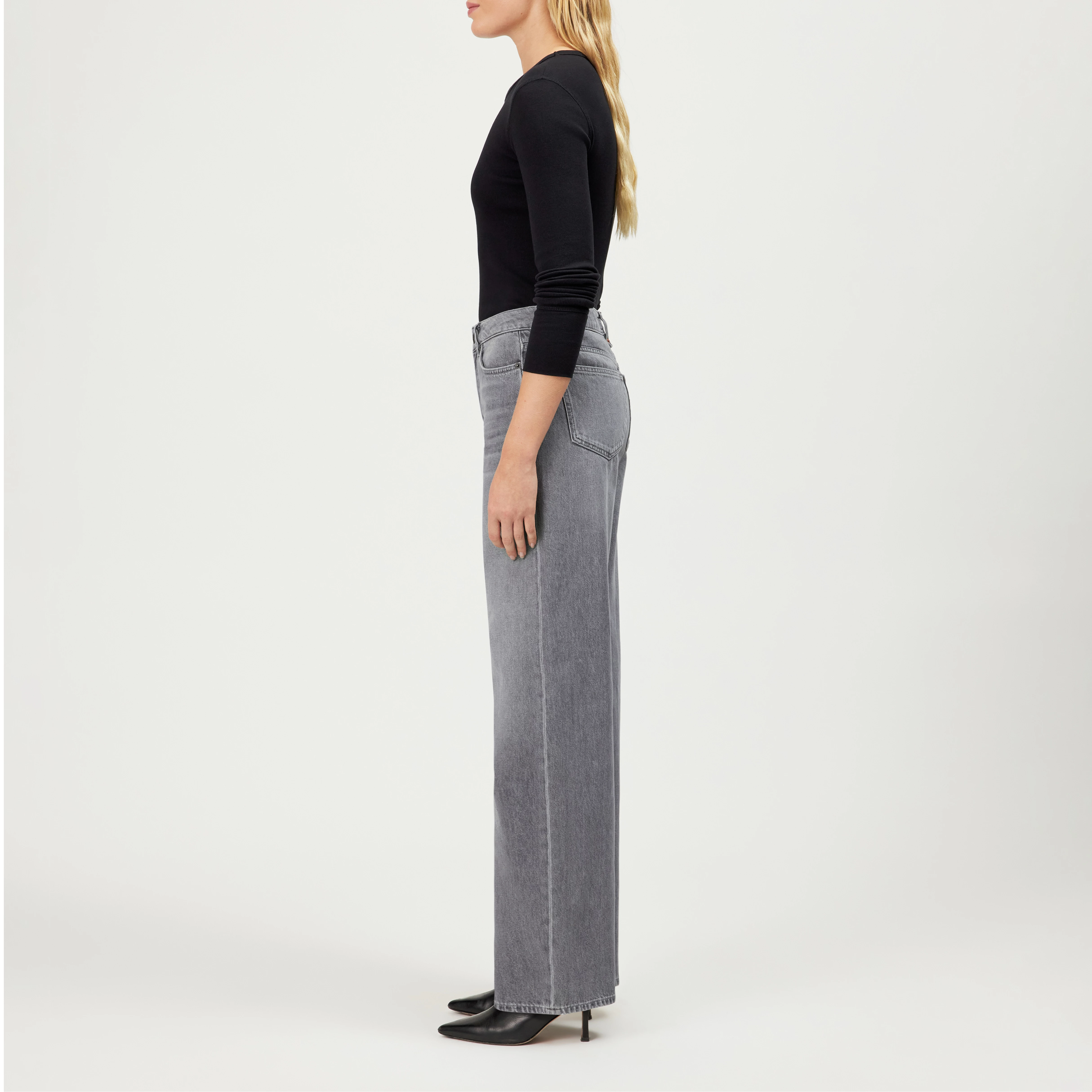 MEDLEY - Pure cotton mid-waist jeans. - women - grey - Seitenansicht