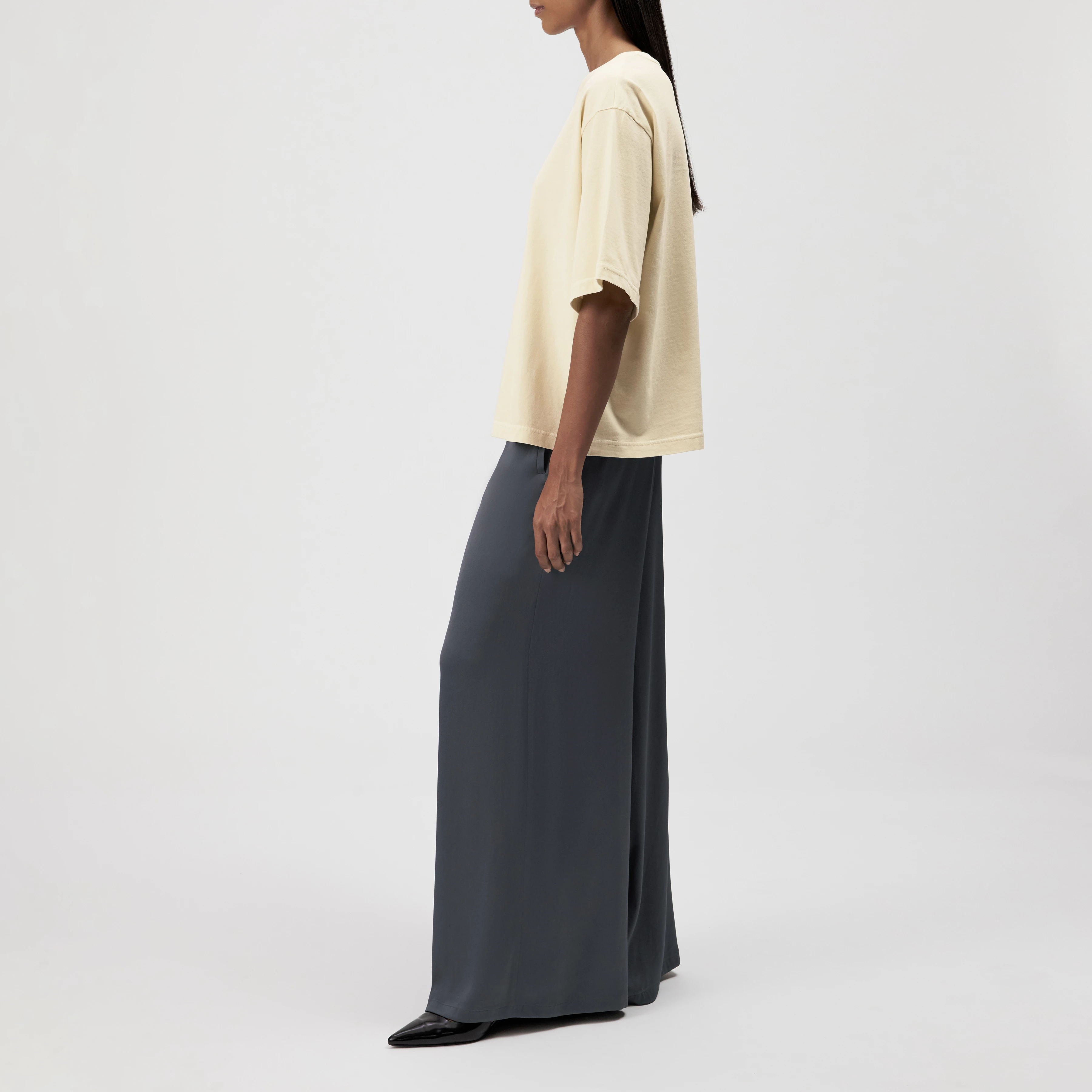PINARA - T-shirt oversize ample en coton pur - women - jaune - Seitenansicht