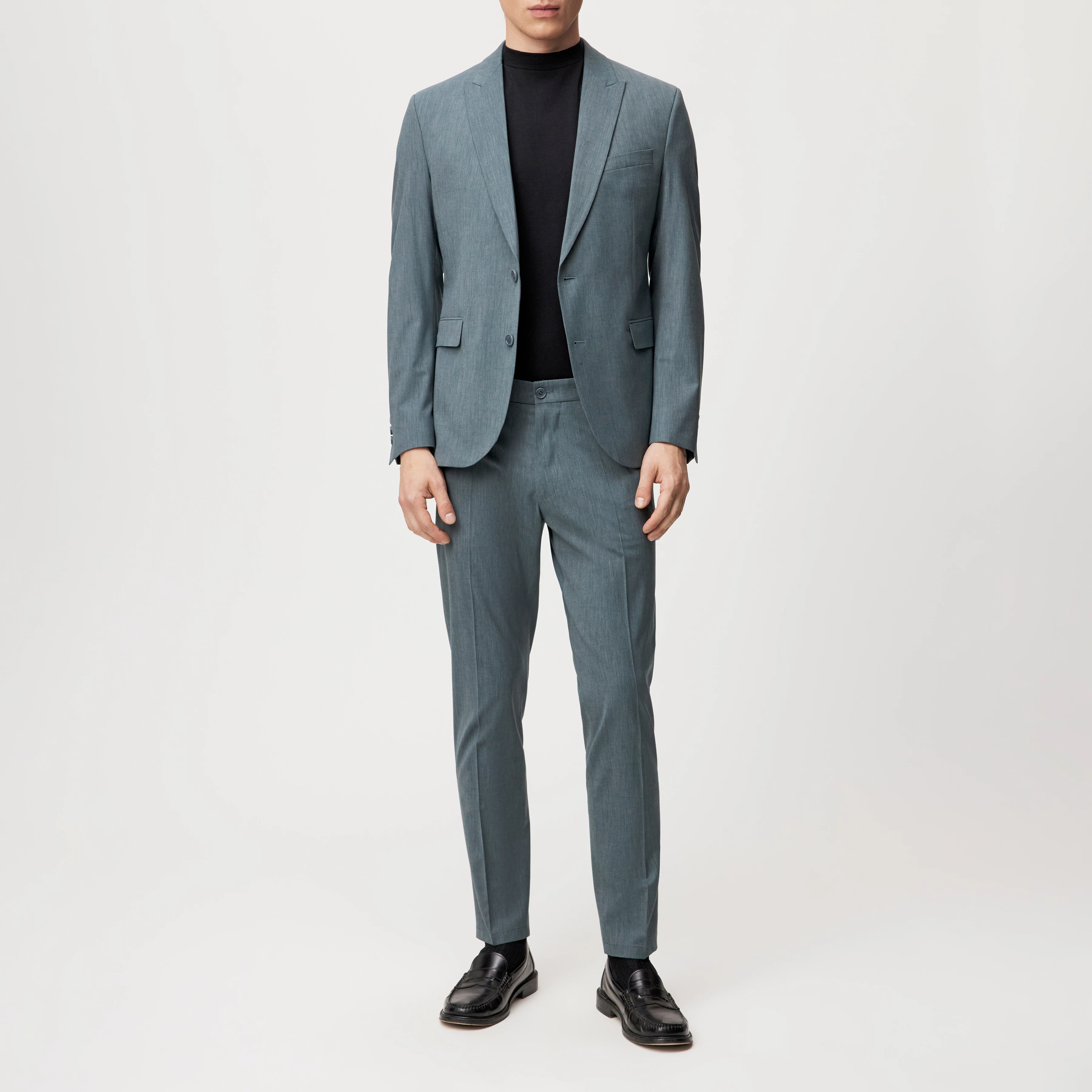 LONEST - Sportives Slim Fit Sakko in Woll-Mix - Herren - grün - Ganzkörper-Frontansicht