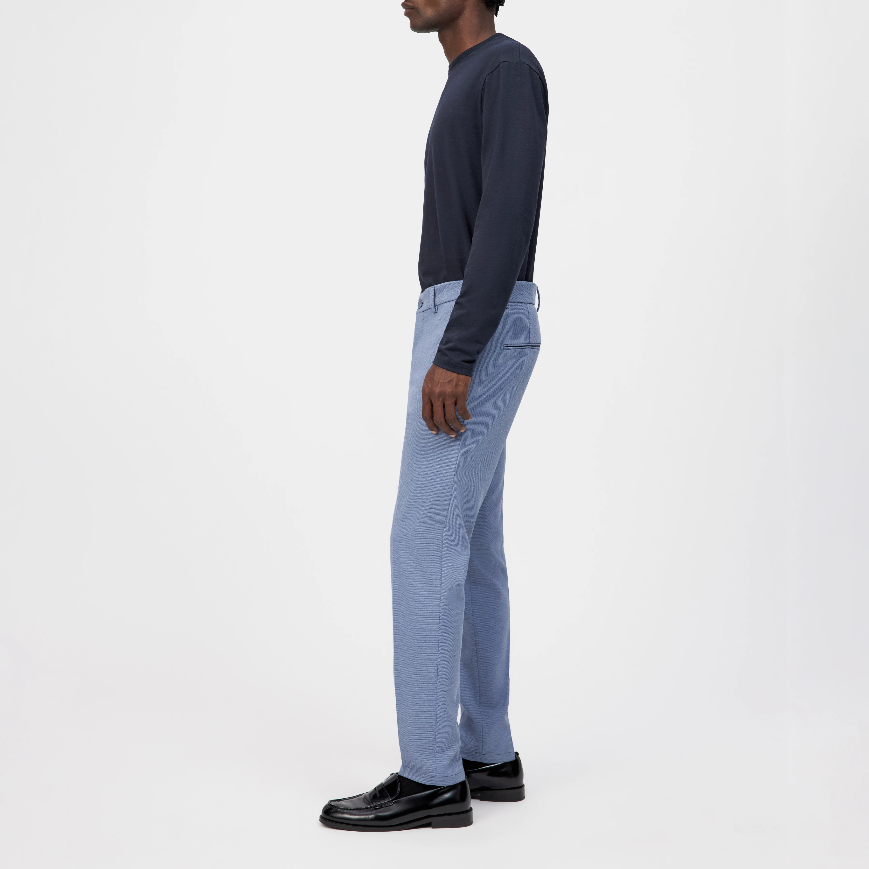AJEND_SK - Ready-made slim fit trousers in jersey - men - blue - Seitenansicht