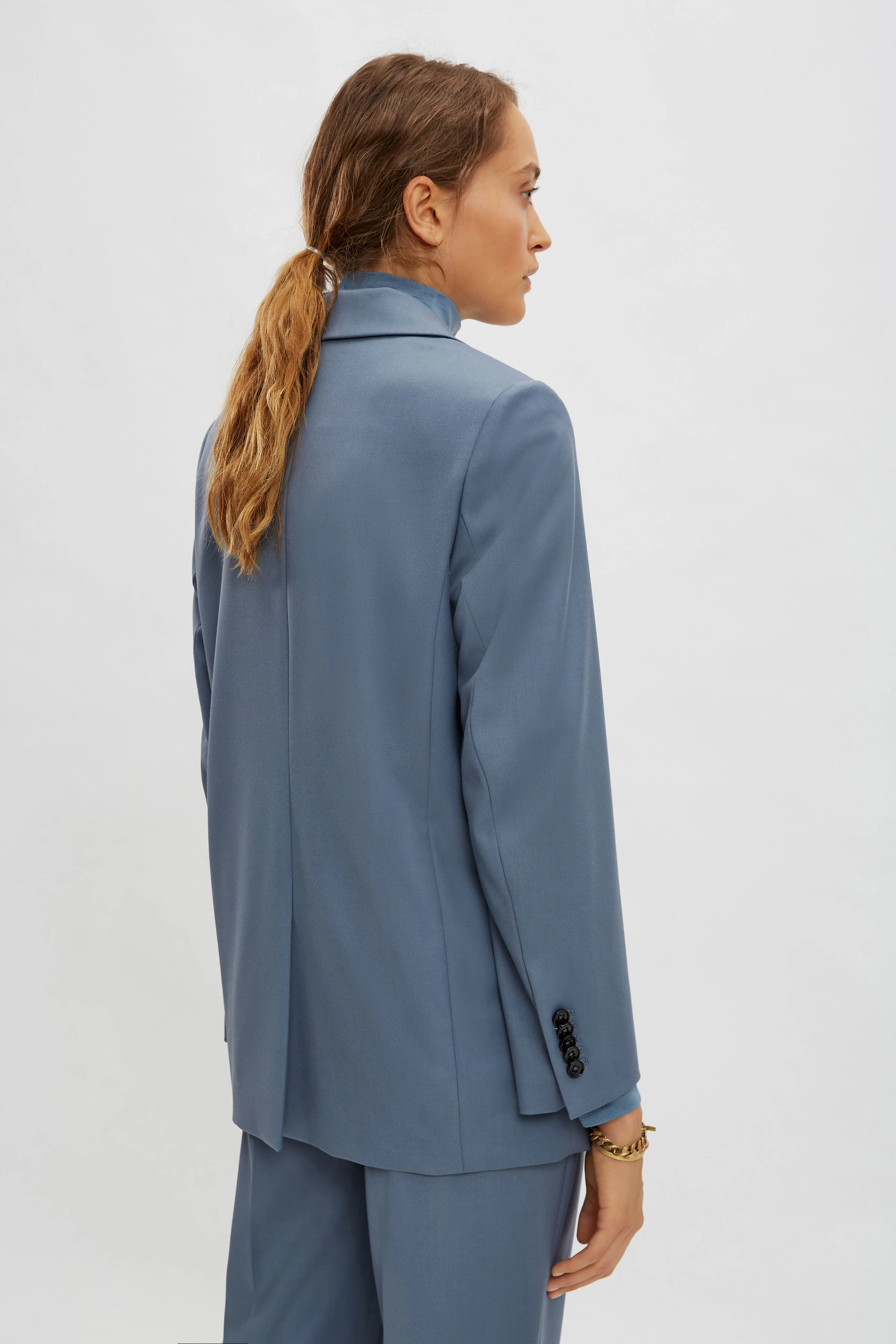 GLENDALE - Blazer in veganer Wolle - Damen - blau - Rückansicht