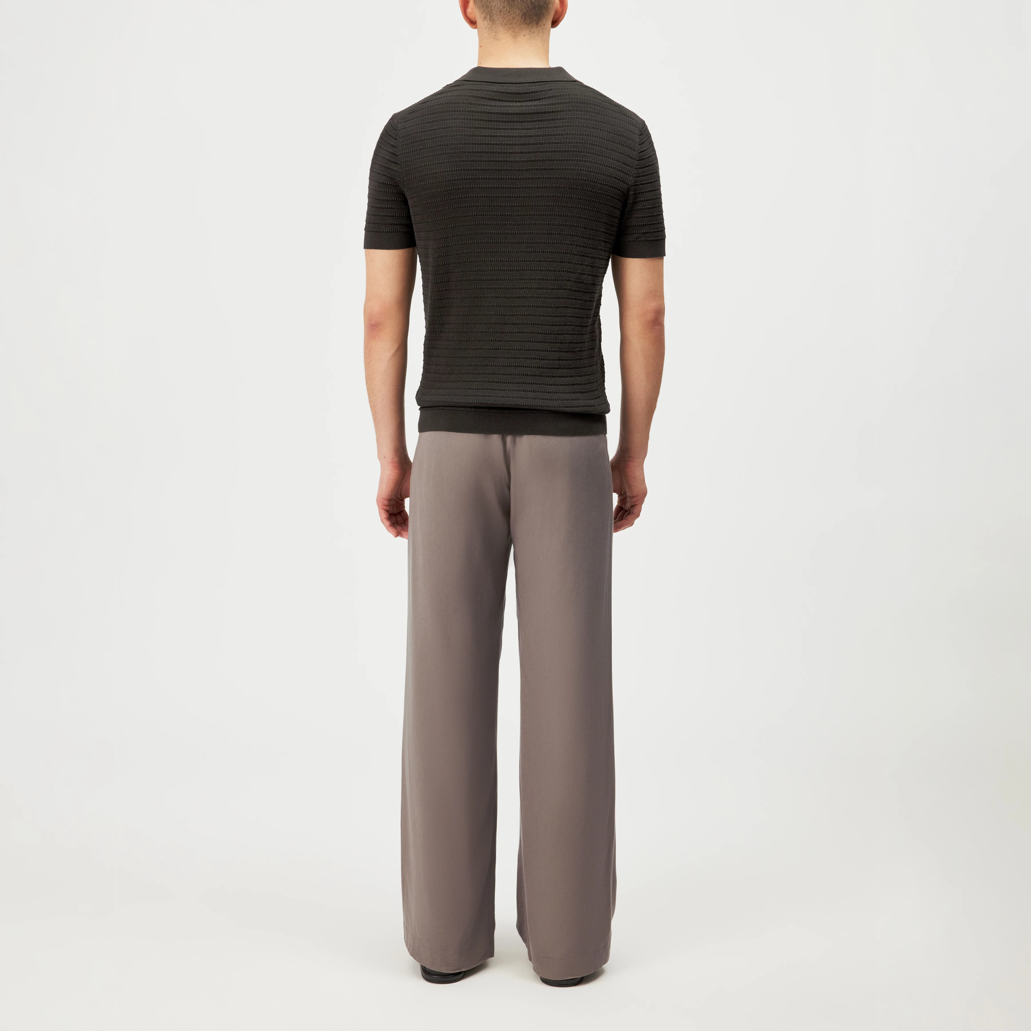 BRAIAN - Gebreide polo in gemerceriseerd katoen - heren - bruin - Rückansicht