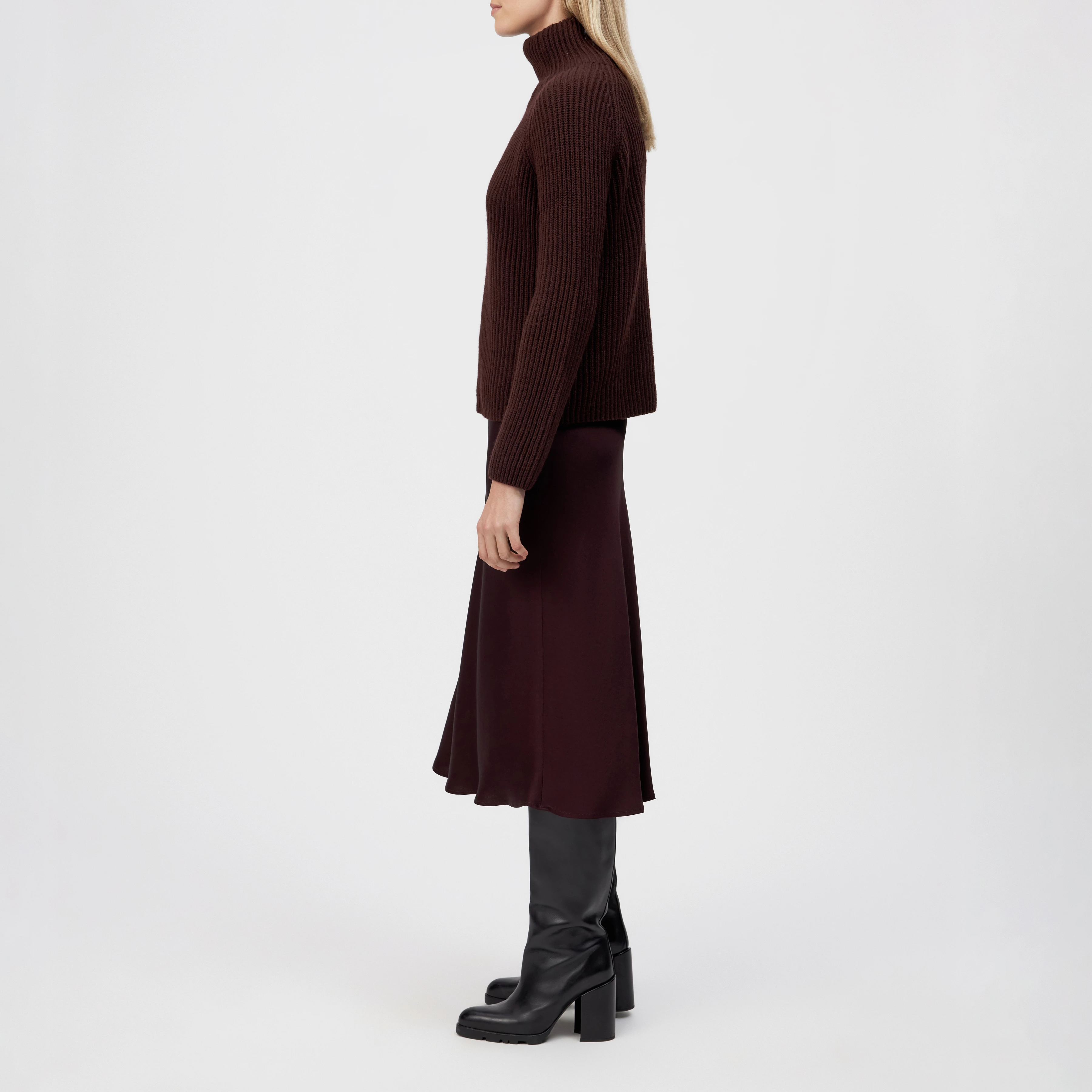 ARWEN - Pull à col roulé en laine et alpaga - women - rouge - Seitenansicht