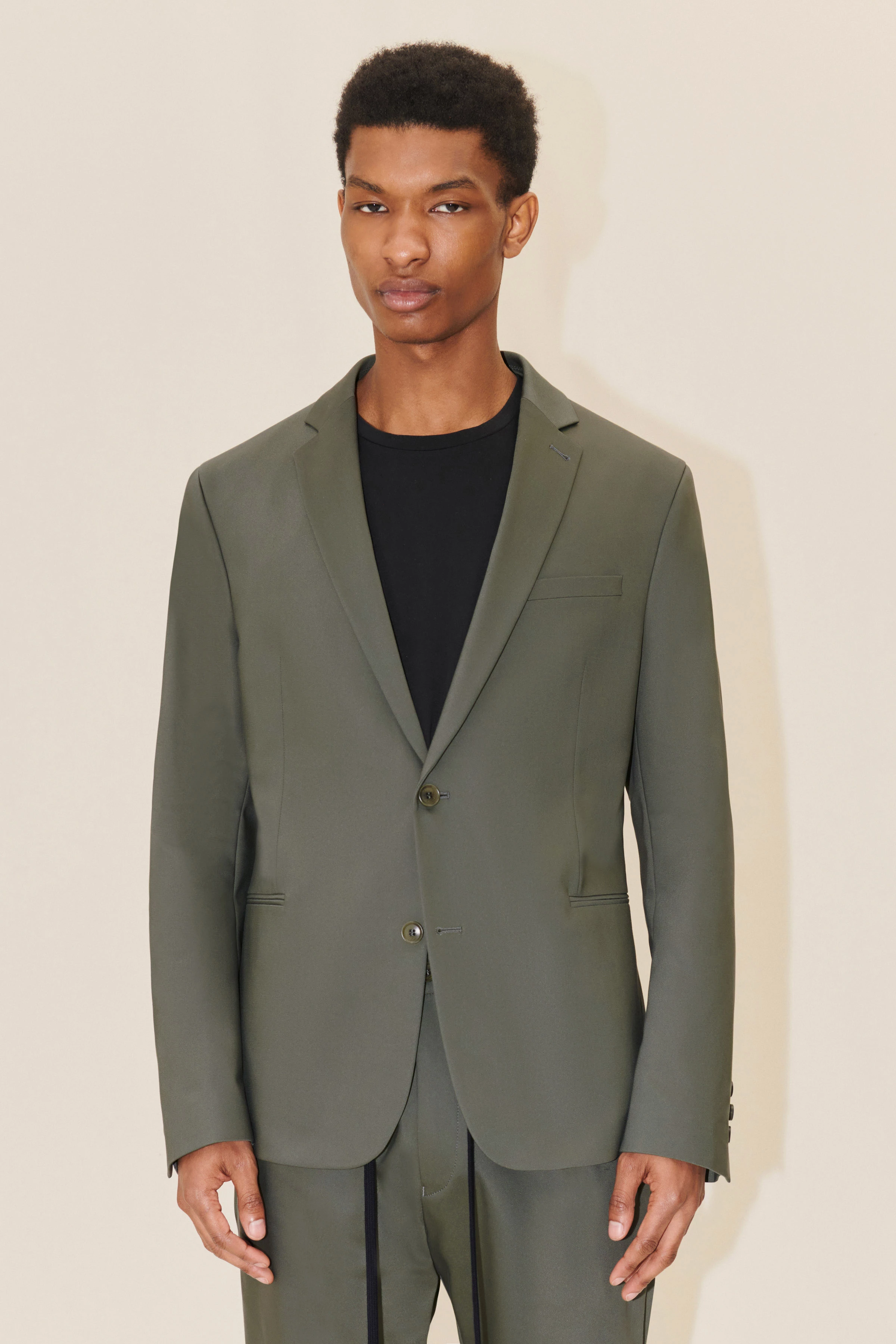 HORLEY - slim fit jacket with falling reverse in technostretch satin - men - green - Frontansicht
