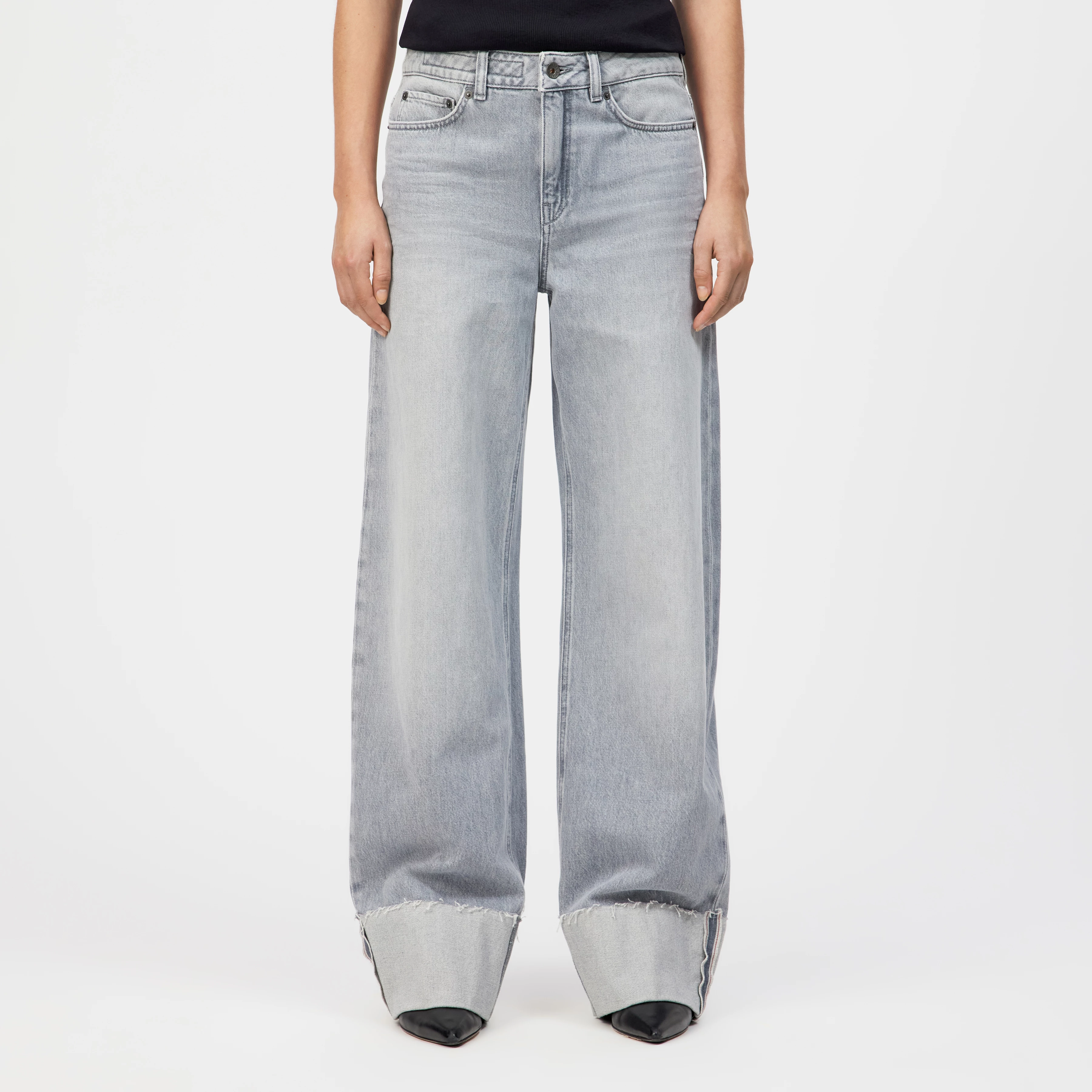MEDLEY_2 - Mid-Waist Jeans in Light-Grey Denim - Damen - grau - Frontansicht